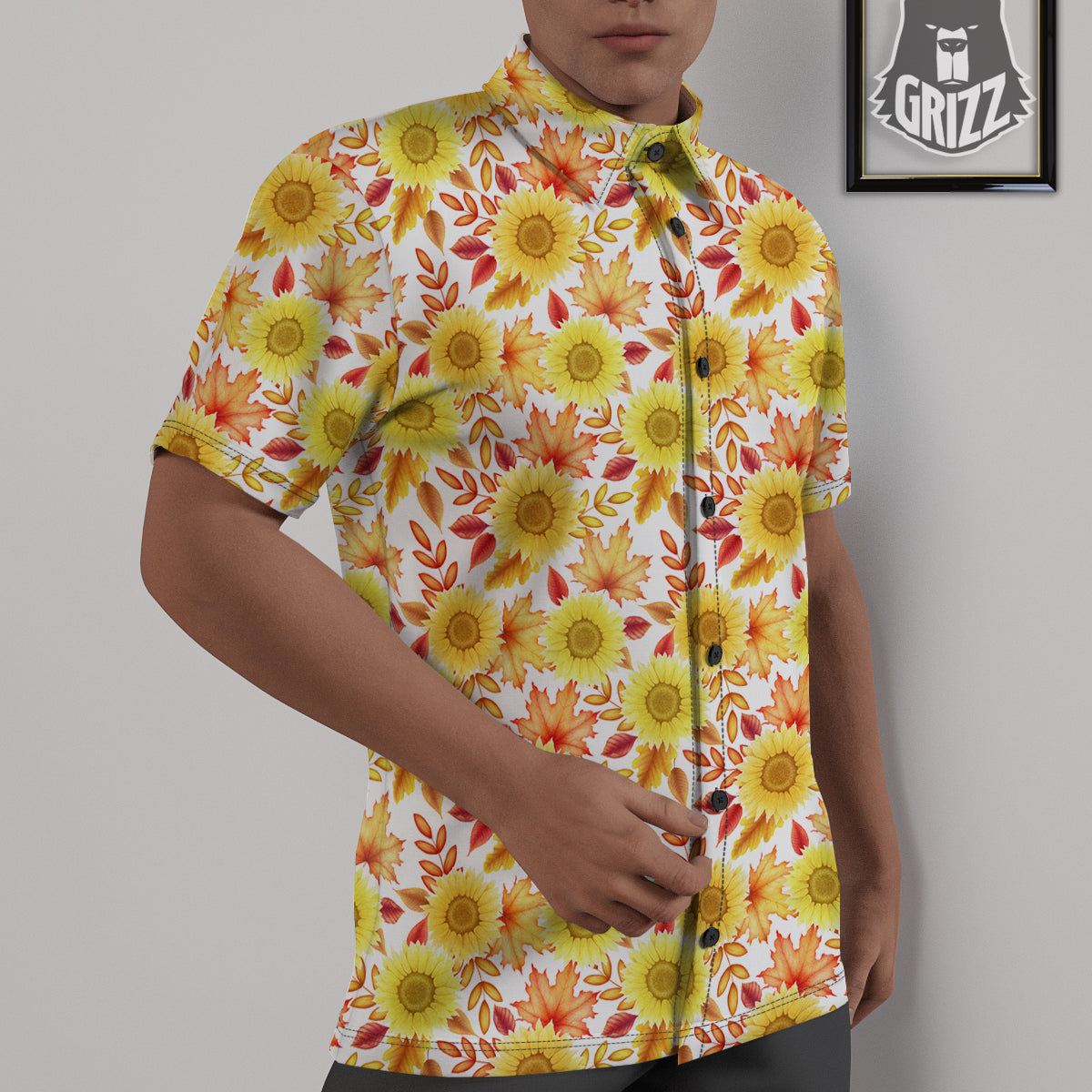 Sunflower Autumn Print Pattern Untucked Shirts-grizzshop