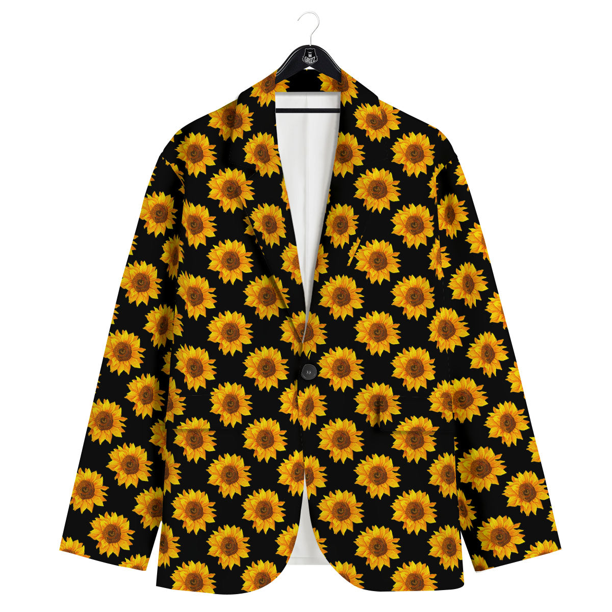 Sunflower Black Autumn Print Pattern Men's Sport Coat-grizzshop