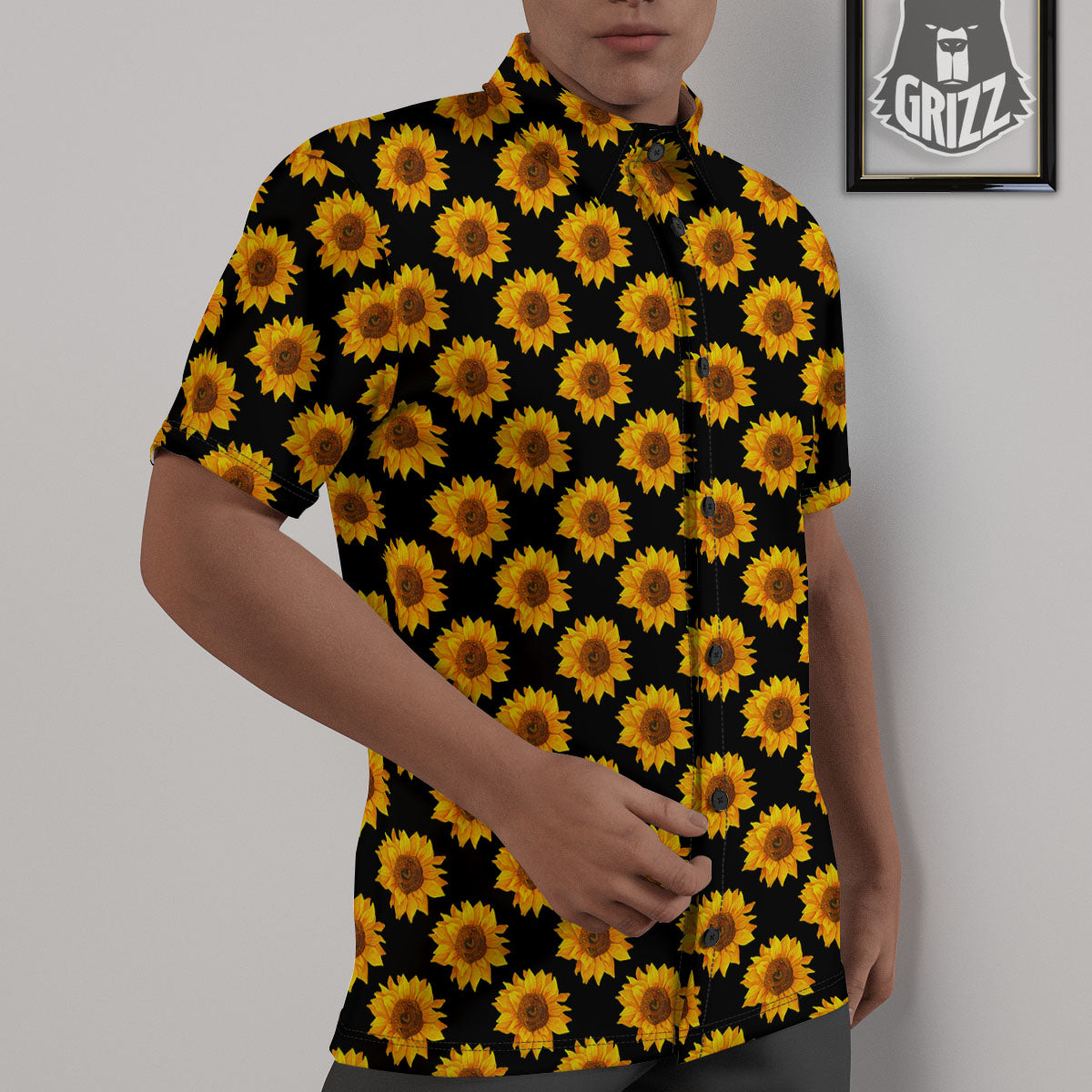 Sunflower Black Autumn Print Pattern Untucked Shirts-grizzshop
