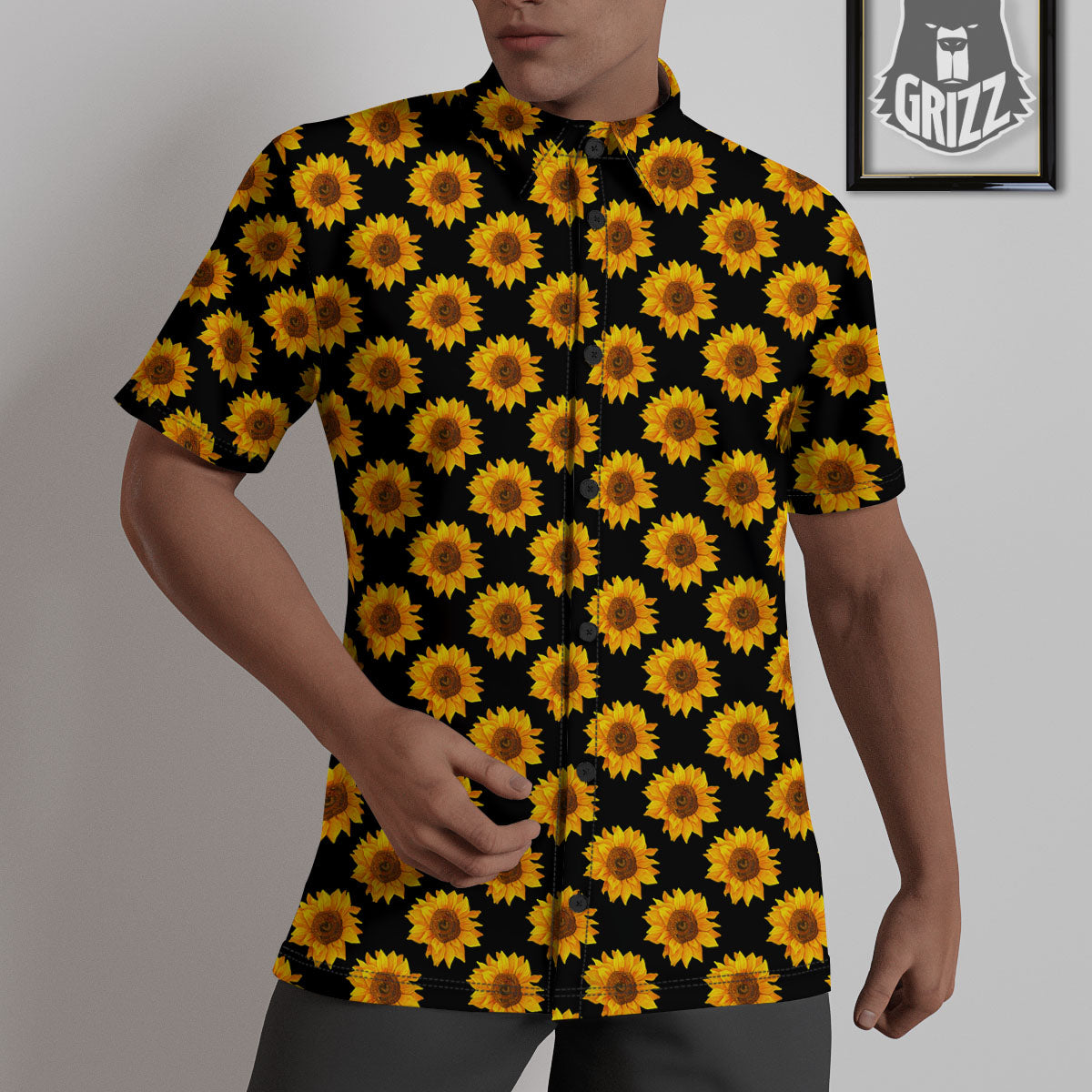 Sunflower Black Autumn Print Pattern Untucked Shirts-grizzshop