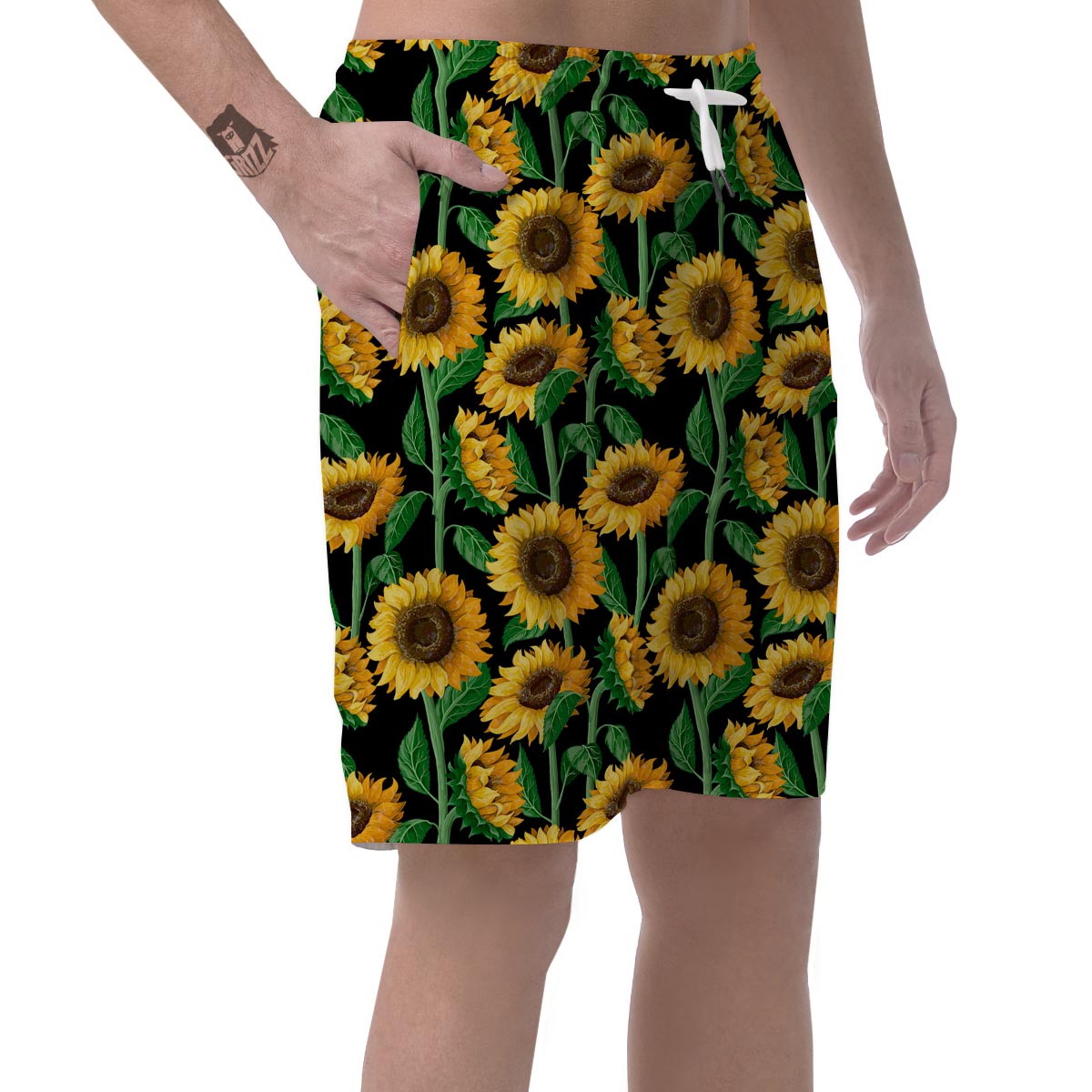 Sunflower Black Print Men's Shorts-grizzshop
