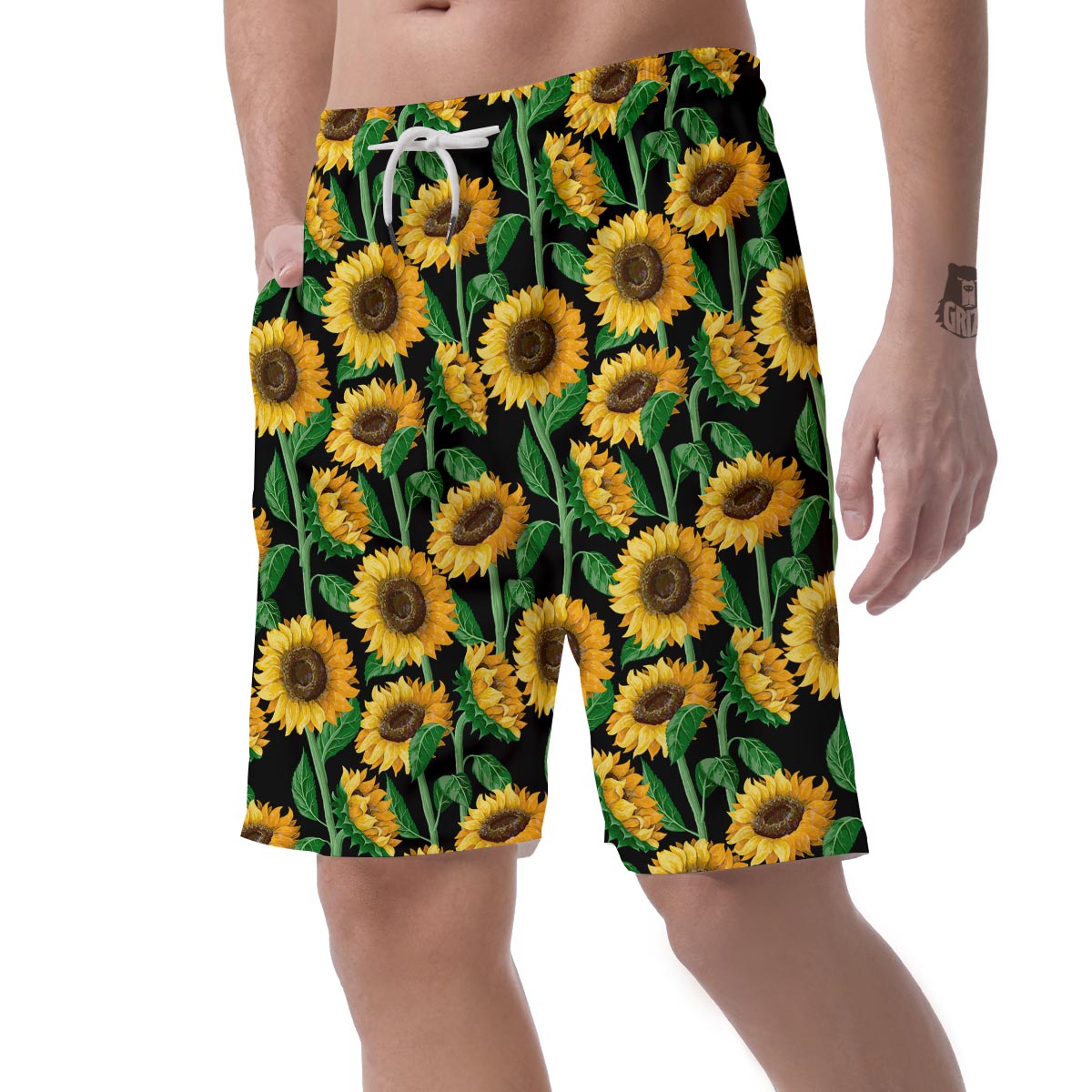Sunflower Black Print Men's Shorts-grizzshop