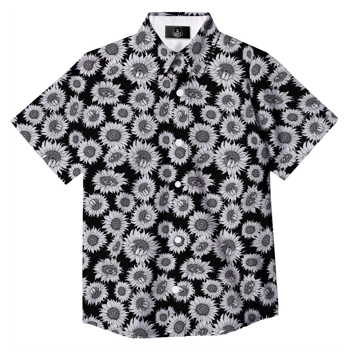 Sunflower Black Print Pattern Button Up Shirt-grizzshop