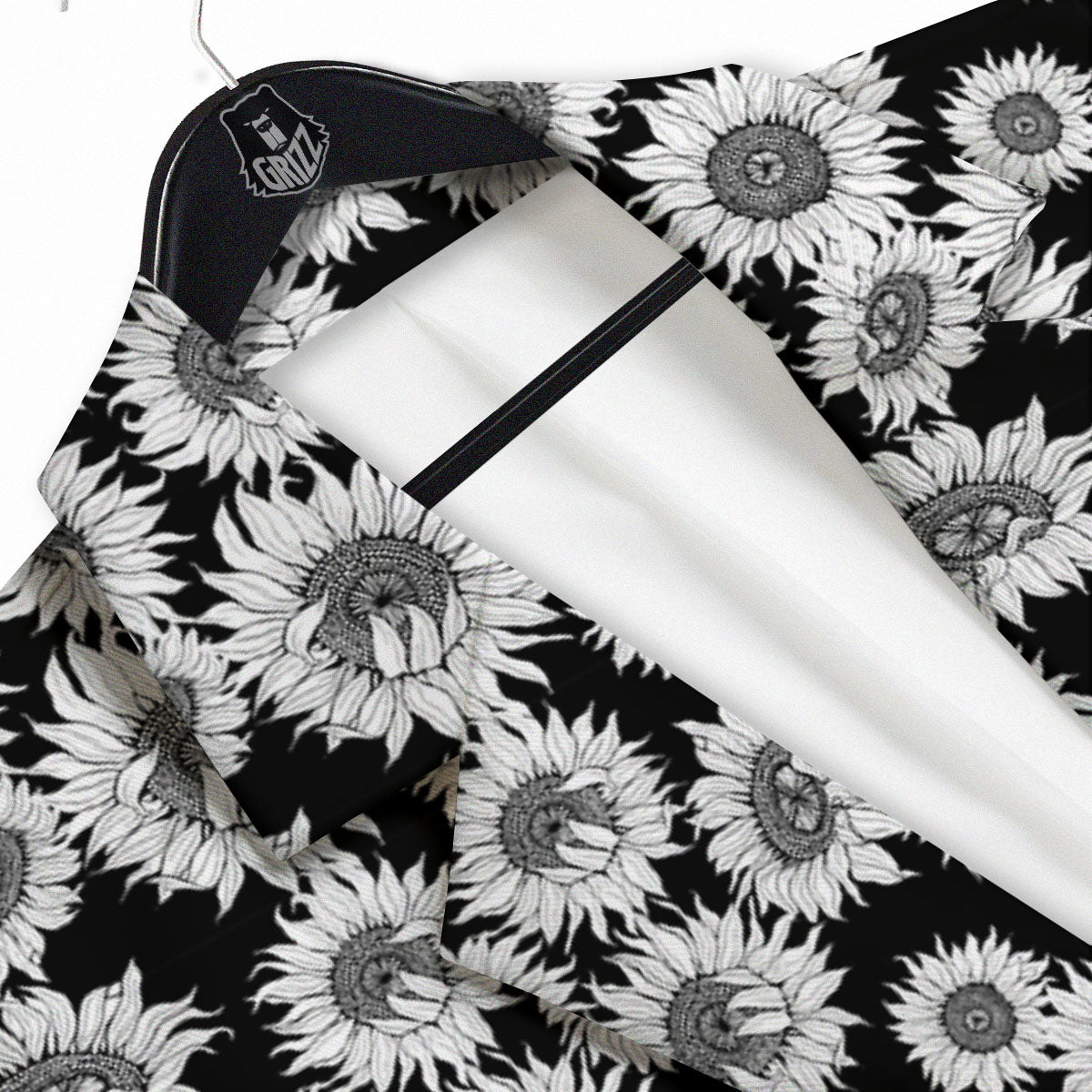Sunflower Black Print Pattern Men's Sport Coat-grizzshop