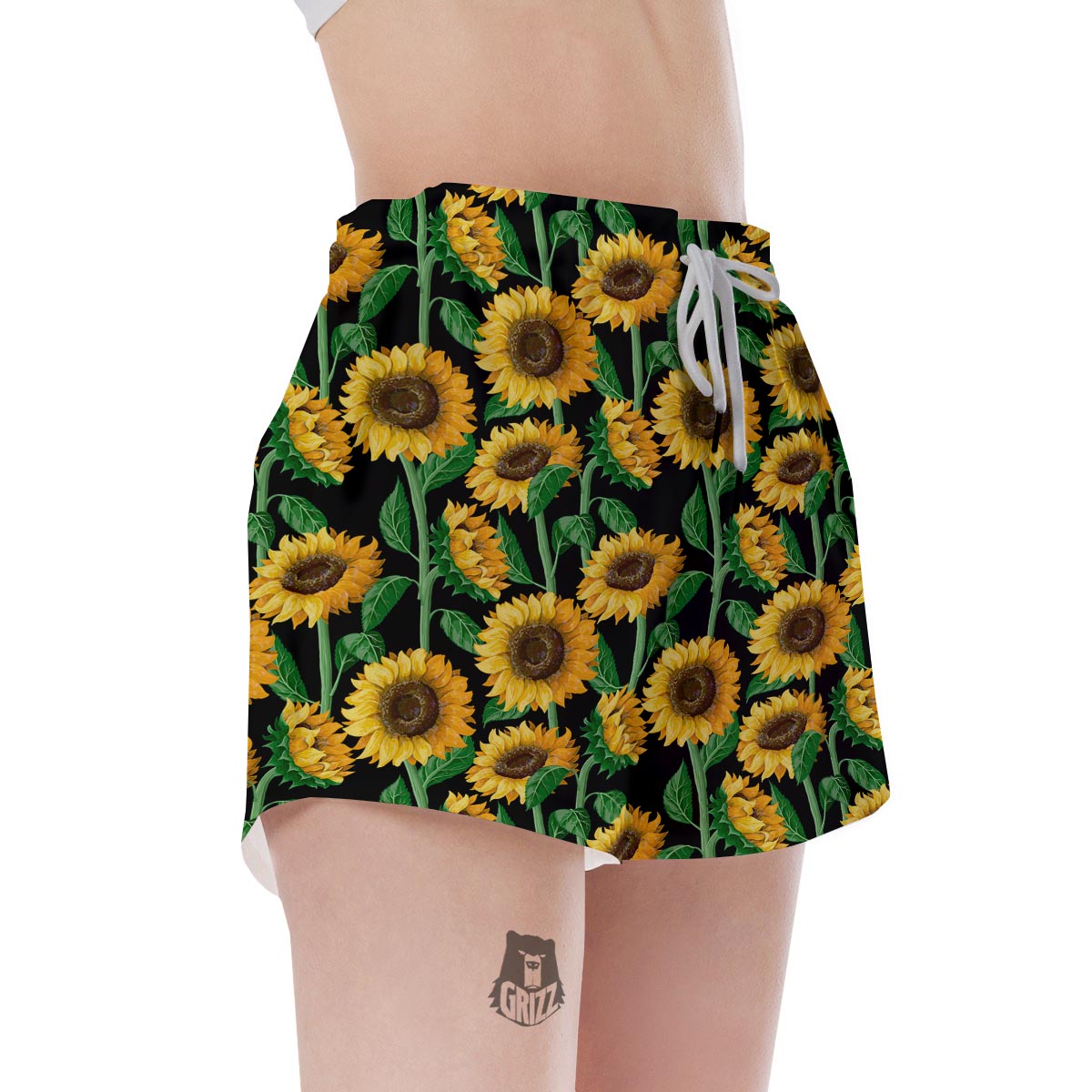 Sunflower Black Print Women's Shorts-grizzshop