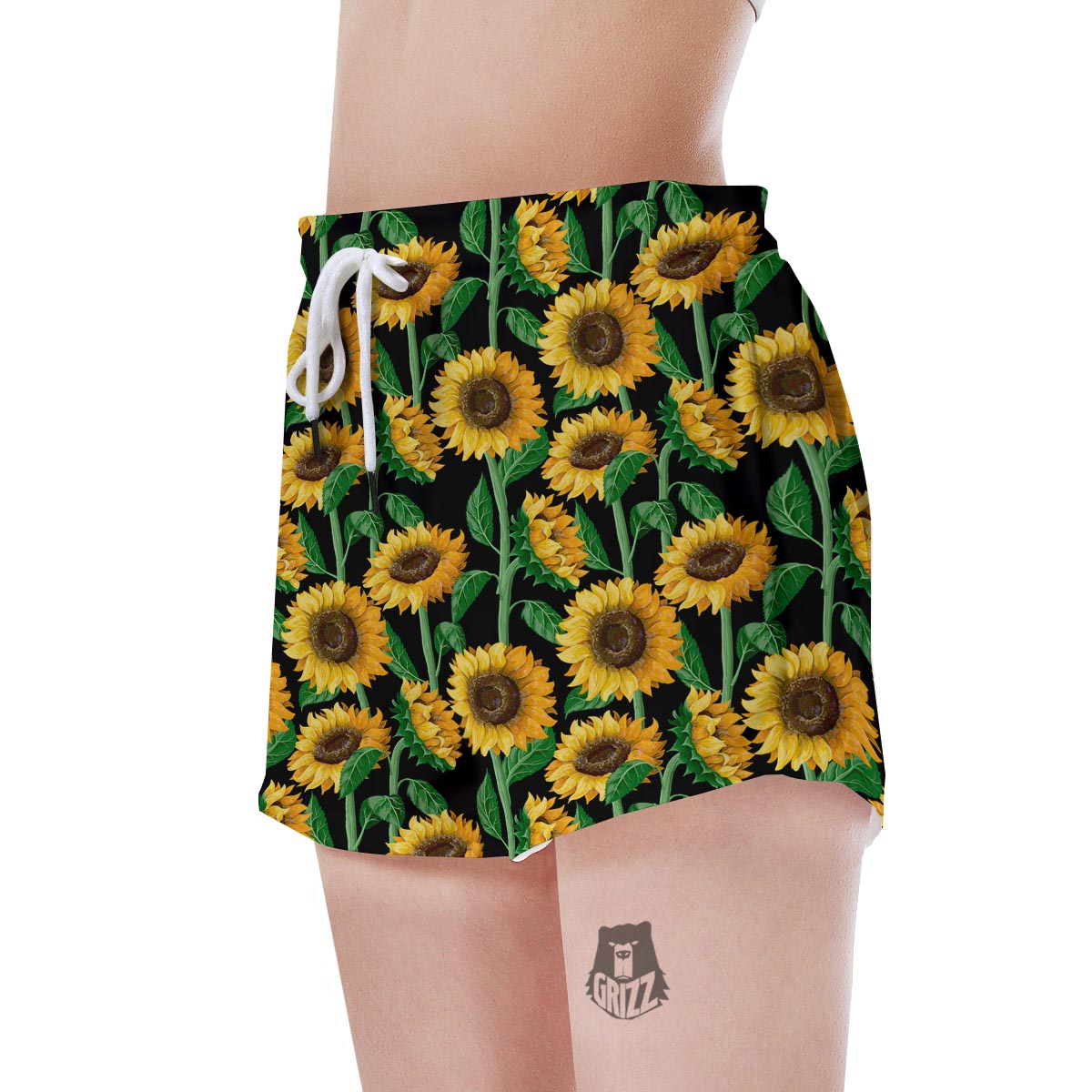 Sunflower Black Print Women's Shorts-grizzshop