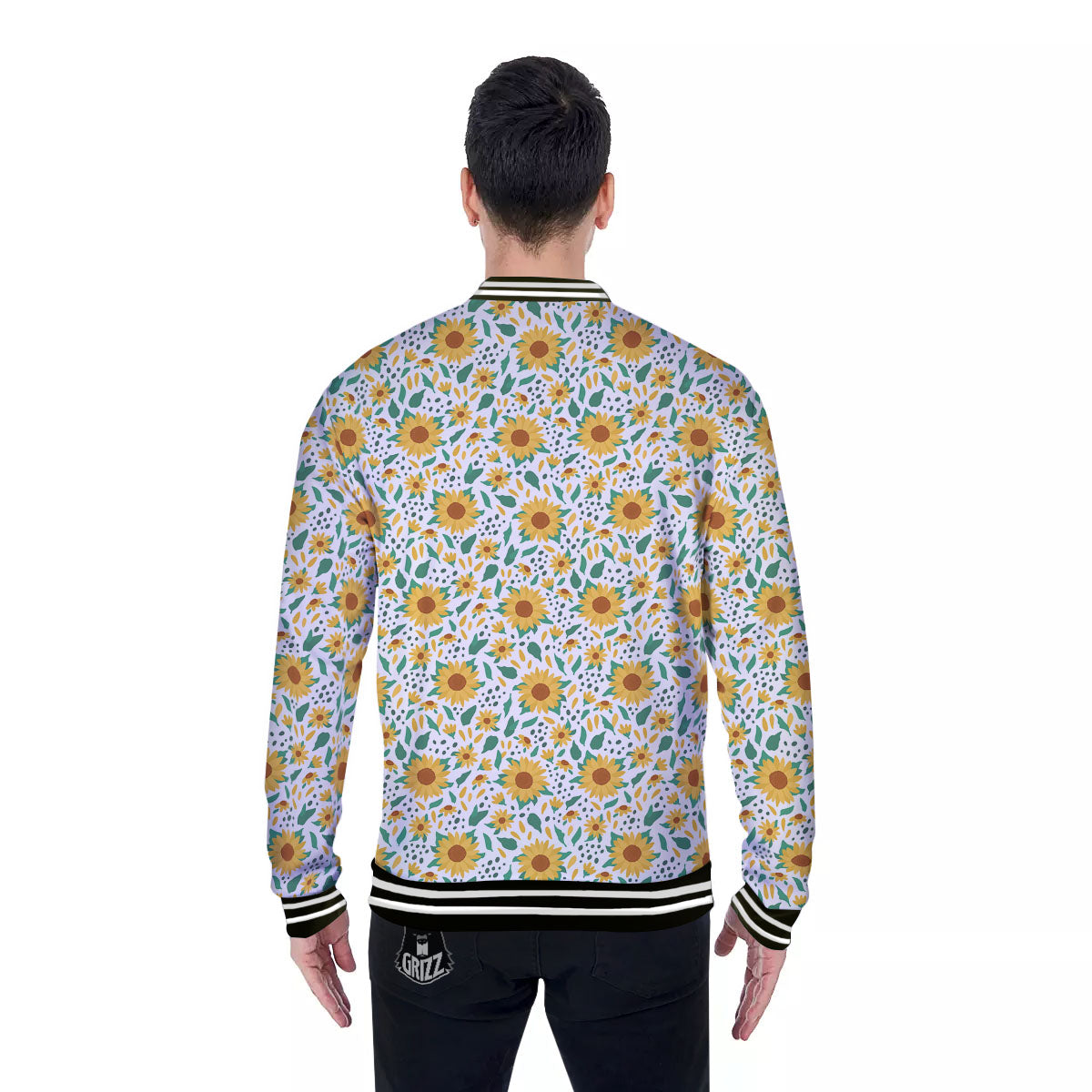 Sunflower Blooming Print Pattern Baseball Jacket-grizzshop