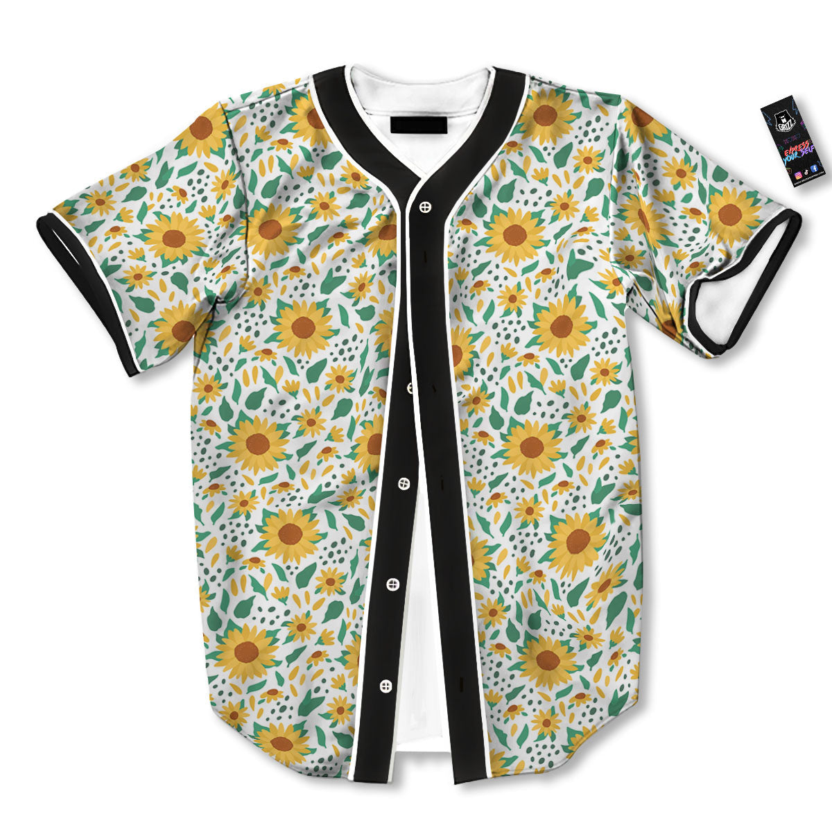 Sunflower Blooming Print Pattern Baseball Jersey-grizzshop