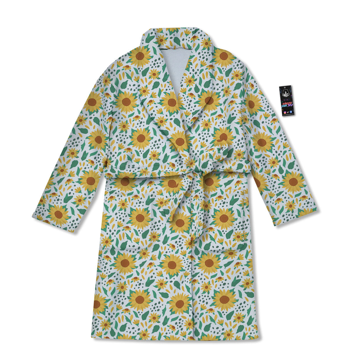 Sunflower Blooming Print Pattern Bathrobe-grizzshop