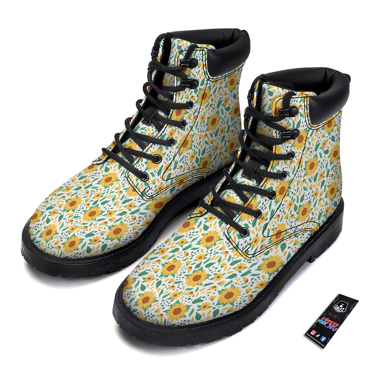 Sunflower Blooming Print Pattern Boots-grizzshop