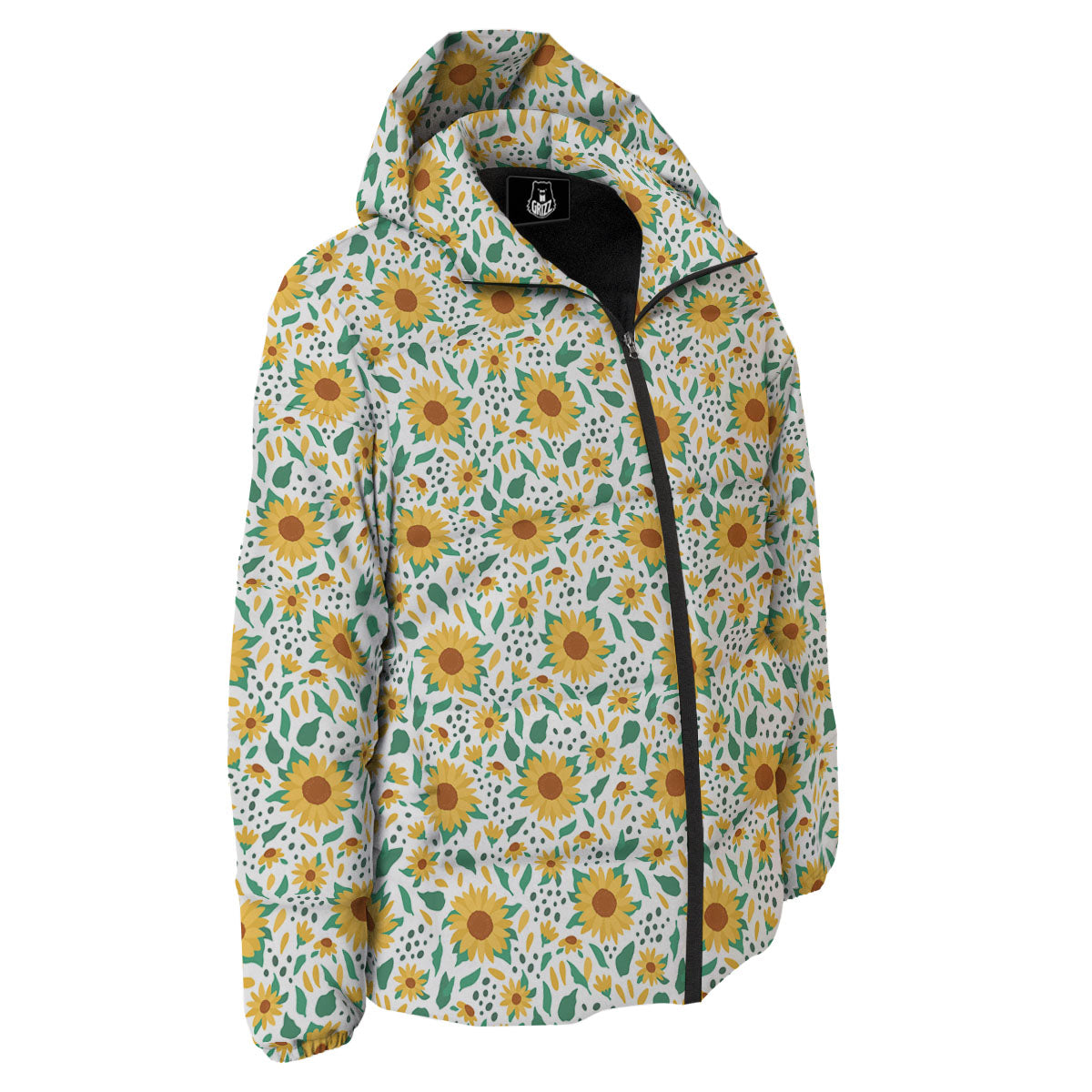Sunflower Blooming Print Pattern Down Jacket-grizzshop