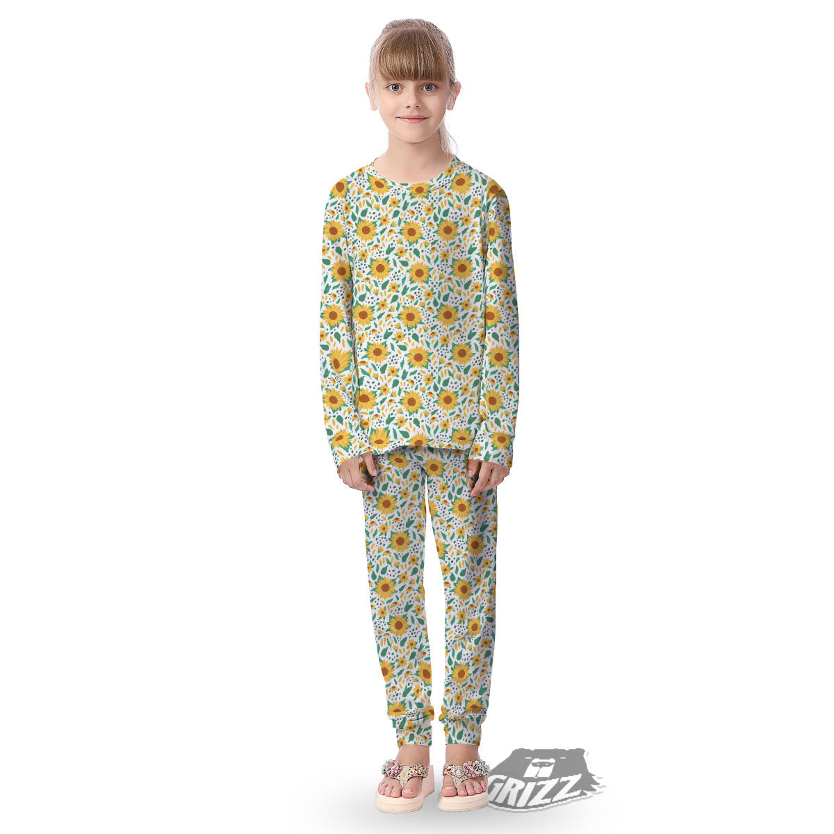 Sunflower Blooming Print Pattern Kid's Pajamas-grizzshop