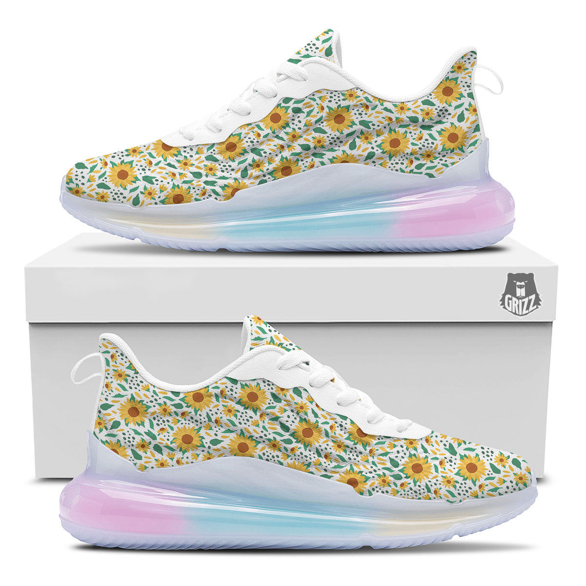 Sunflower Blooming Print Pattern Running Sneakers-grizzshop