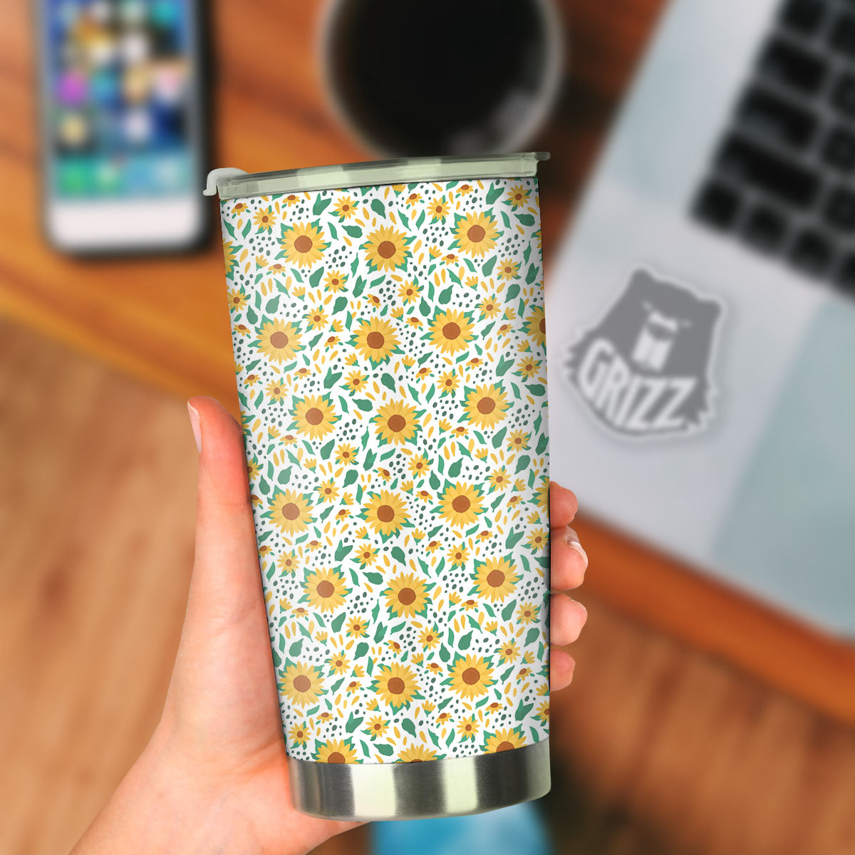 Sunflower Blooming Print Pattern Tumbler-grizzshop