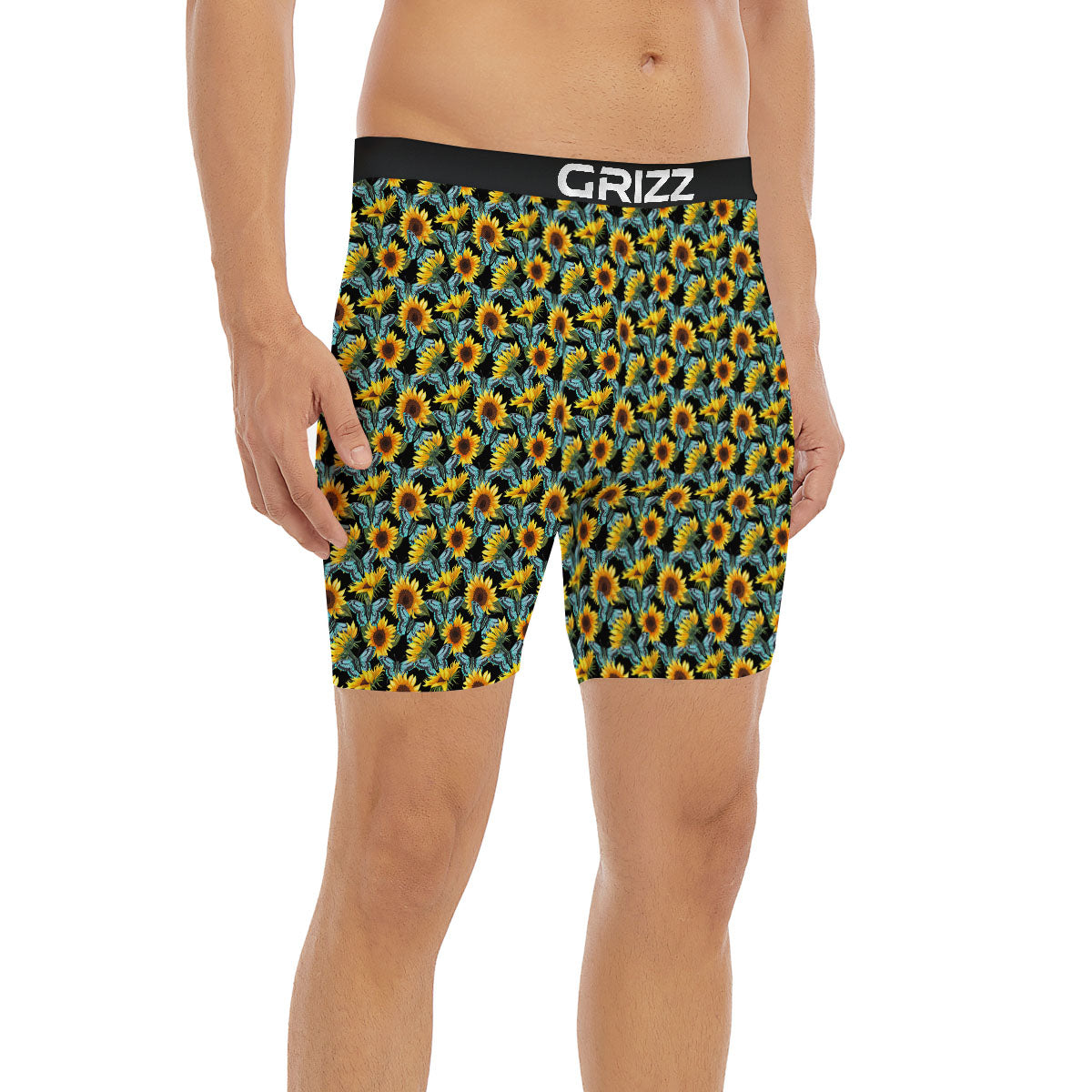 Sunflower Blue Butterfly Print Pattern Boxer Briefs-grizzshop