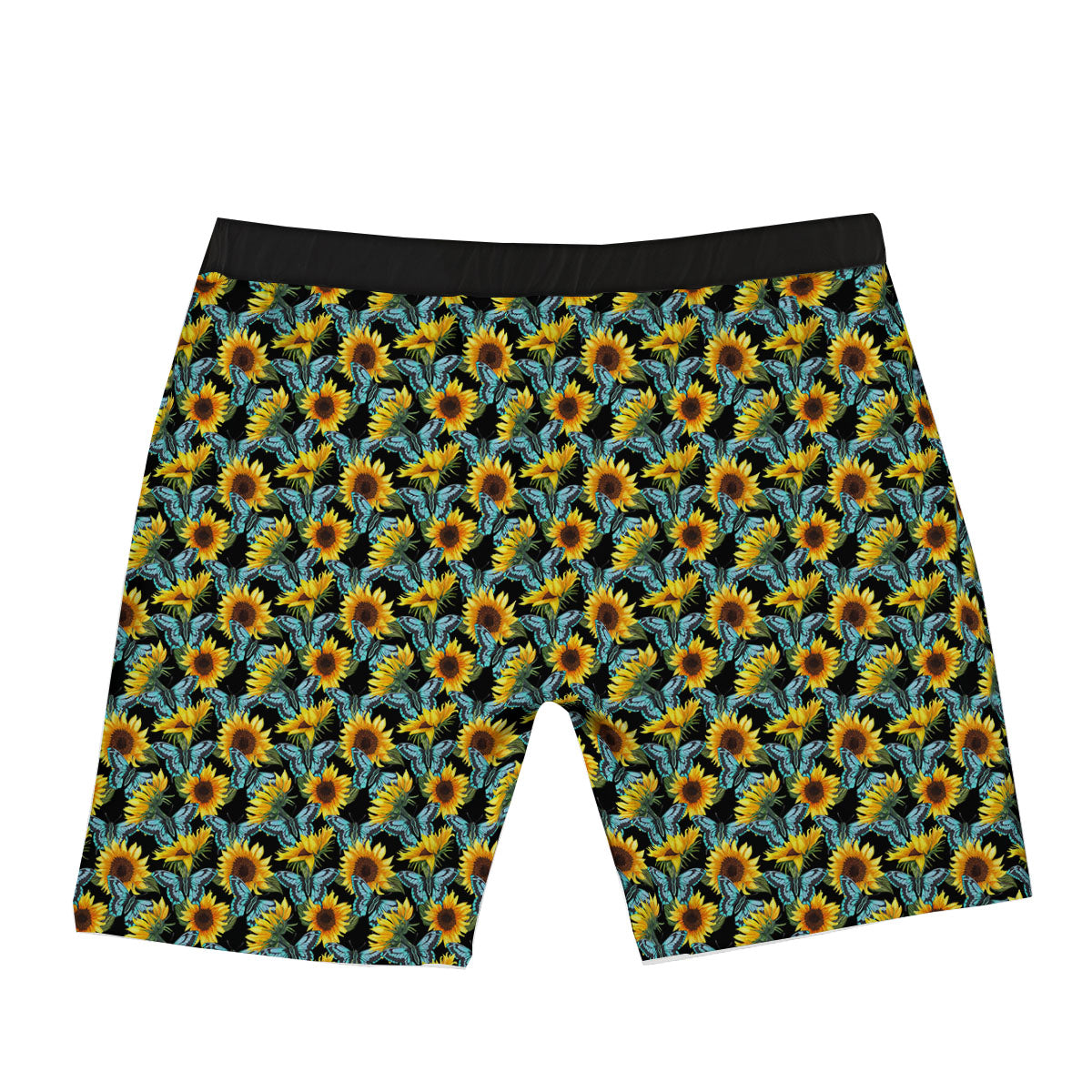 Sunflower Blue Butterfly Print Pattern Boxer Briefs-grizzshop