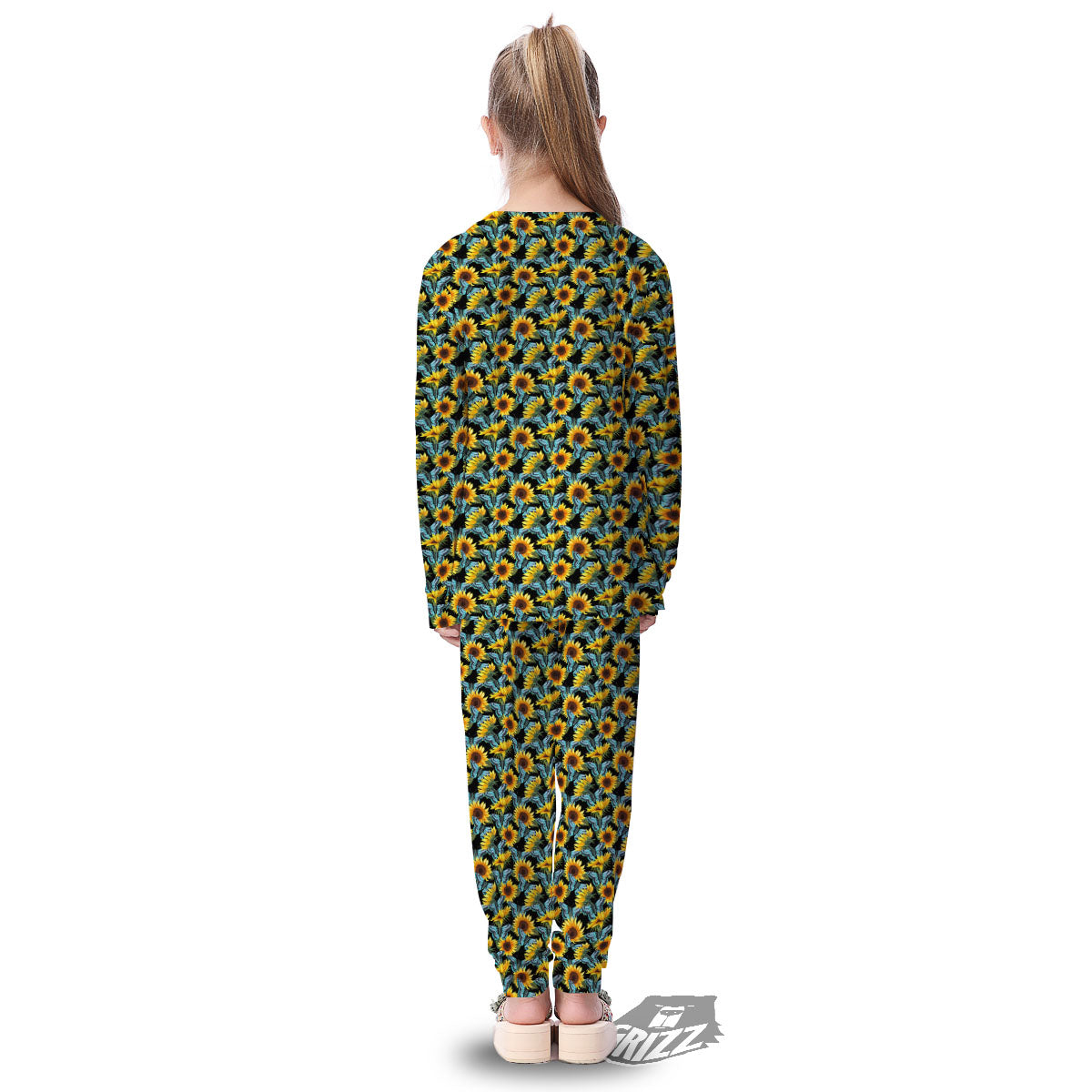 Sunflower Blue Butterfly Print Pattern Kid's Pajamas-grizzshop