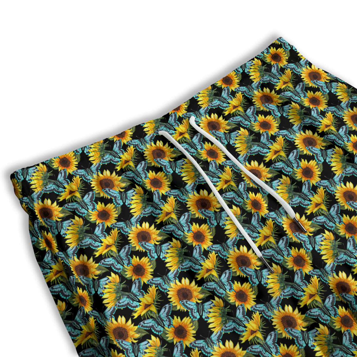 Sunflower Blue Butterfly Print Pattern Men's Athletic Shorts