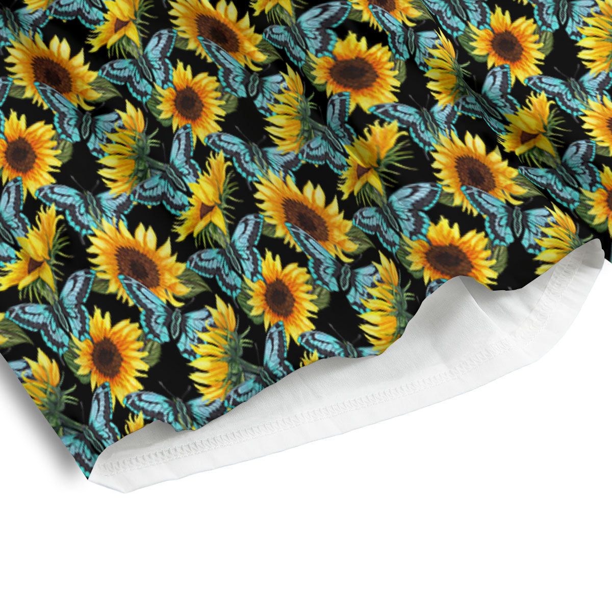 Sunflower Blue Butterfly Print Pattern Men's Athletic Shorts