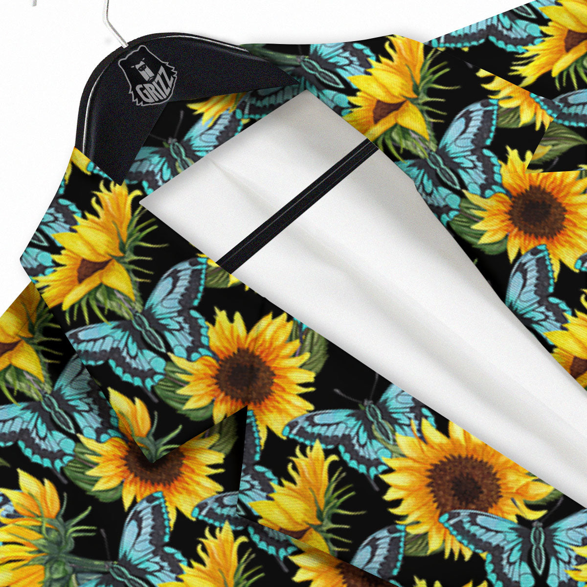 Sunflower Blue Butterfly Print Pattern Men's Sport Coat-grizzshop