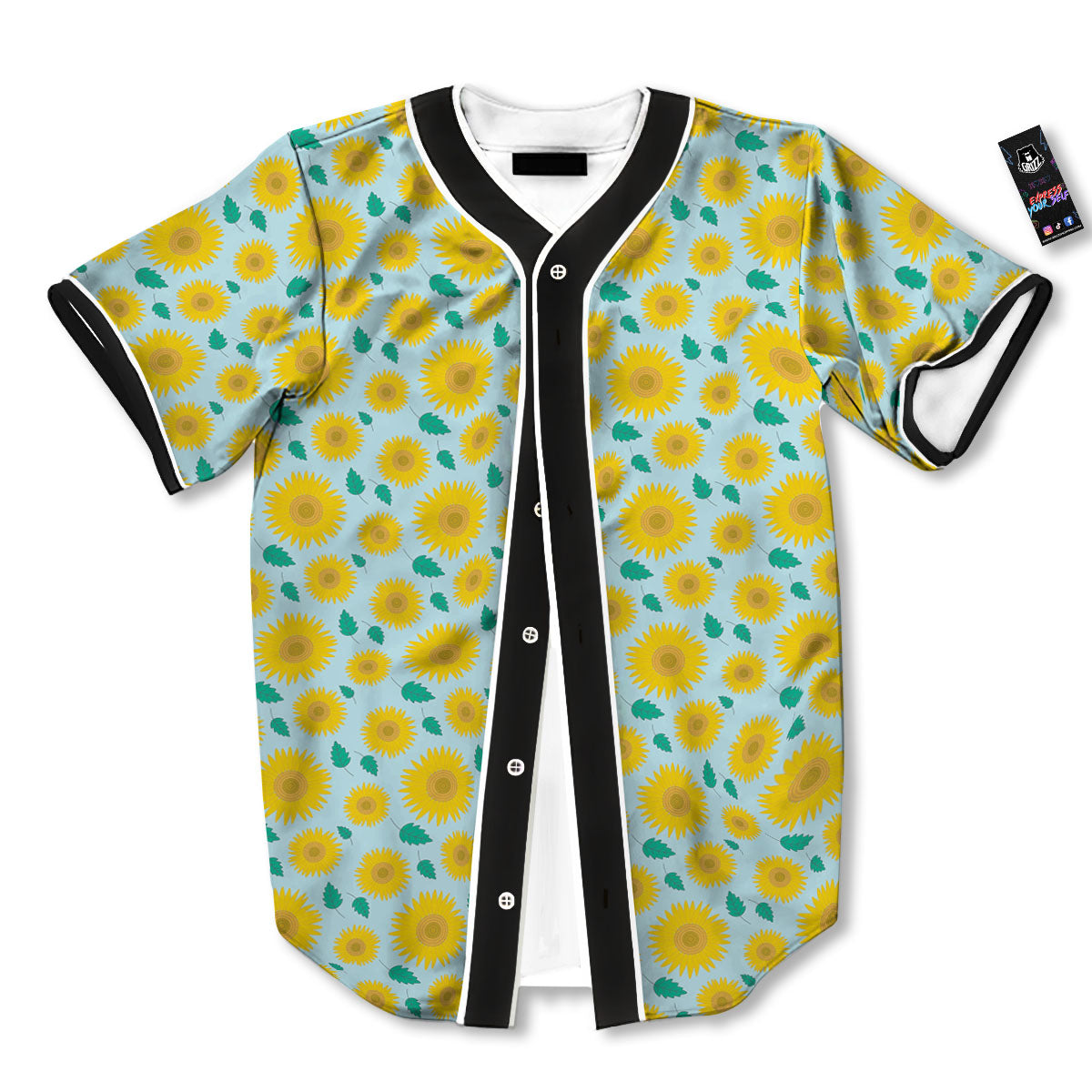 Sunflower Blue Cute Print Pattern Baseball Jersey-grizzshop