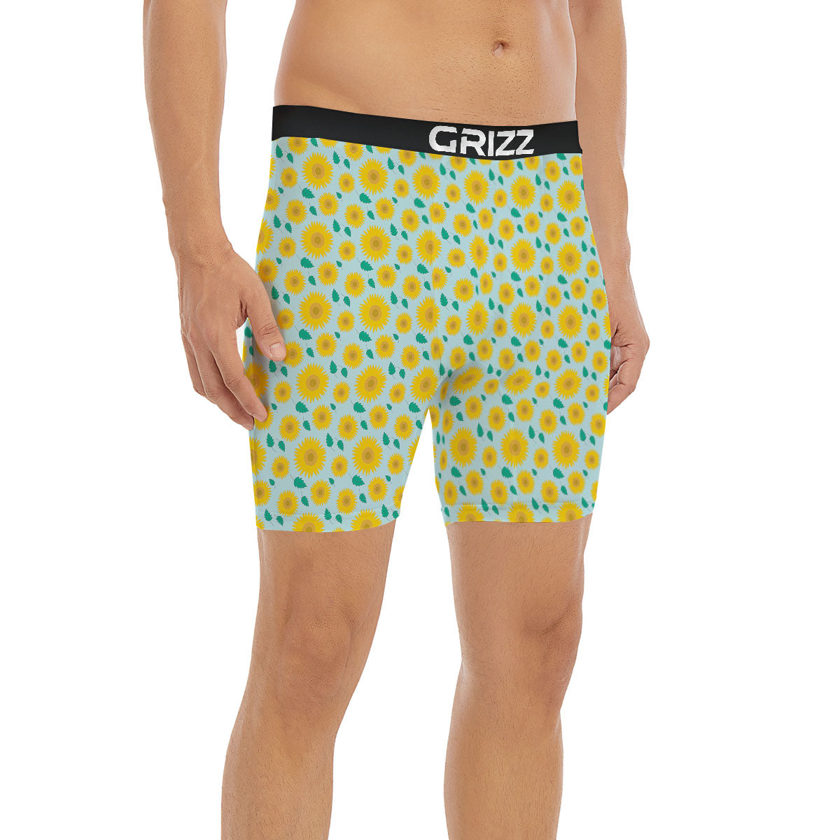 Sunflower Blue Cute Print Pattern Boxer Briefs-grizzshop