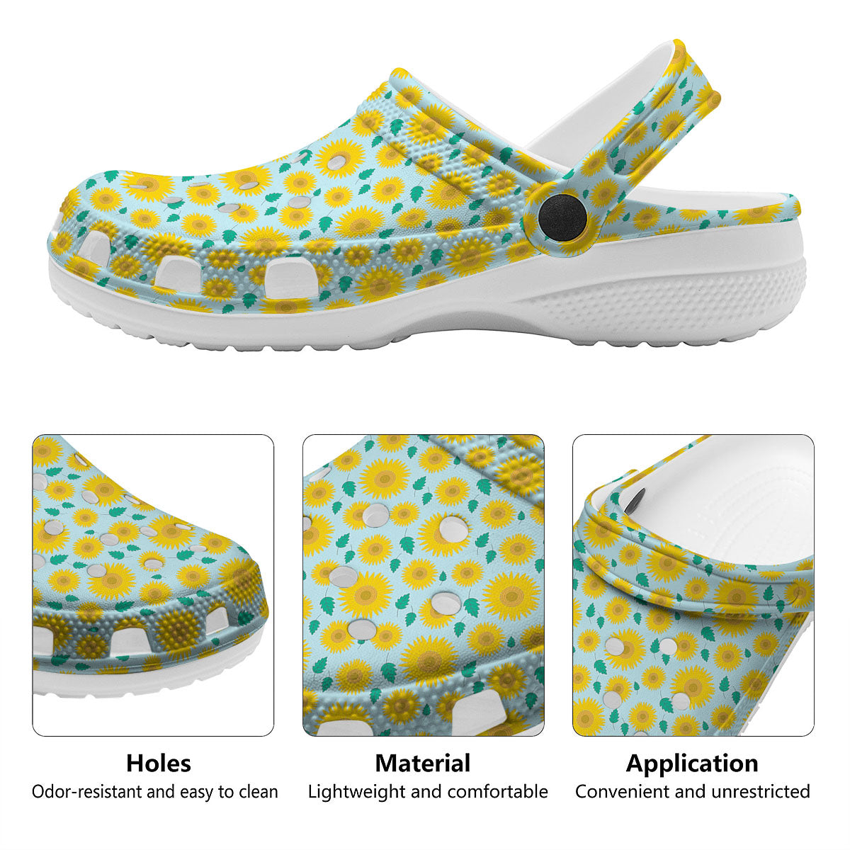 Sunflower Blue Cute Print Pattern Clog-grizzshop