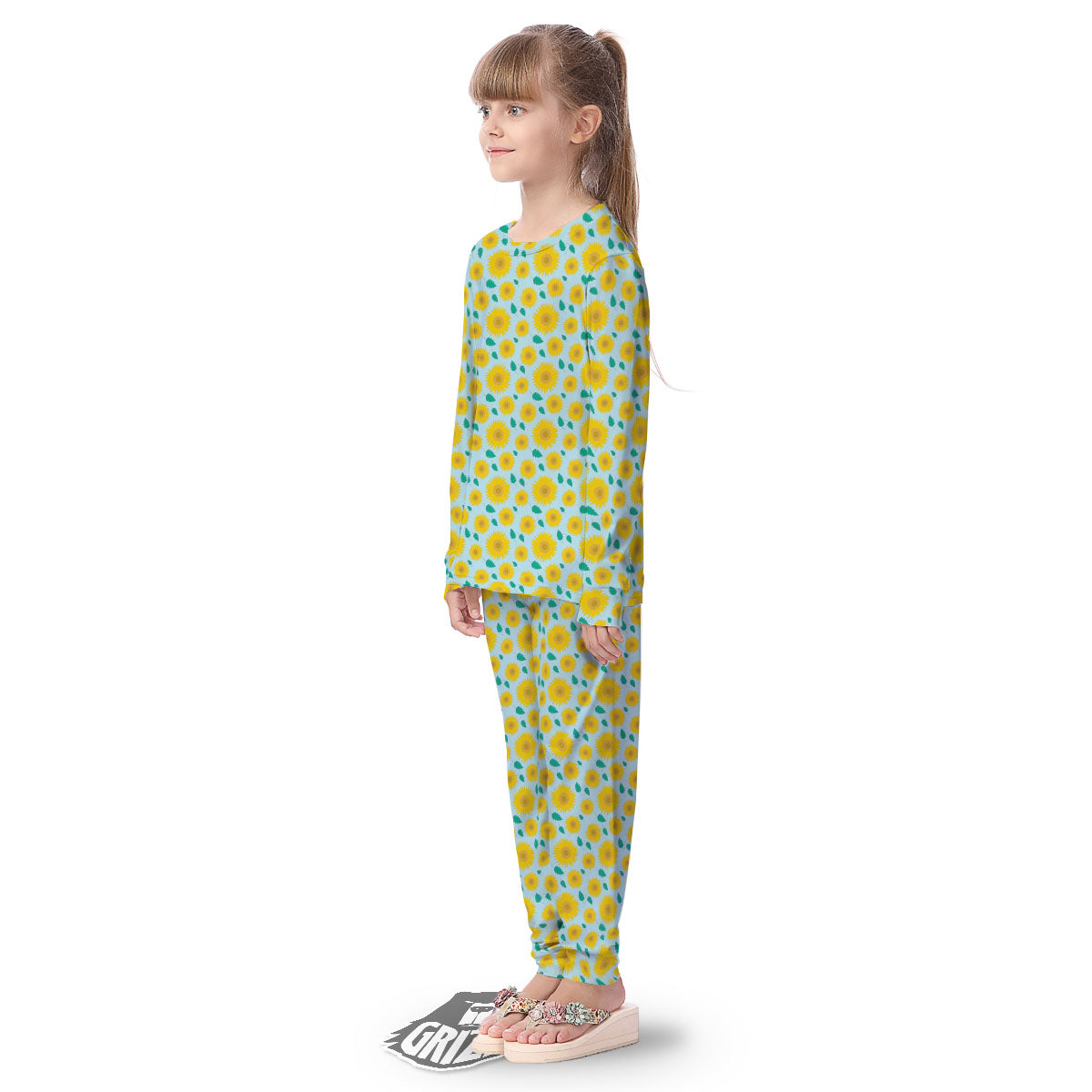 Sunflower Blue Cute Print Pattern Kid's Pajamas-grizzshop