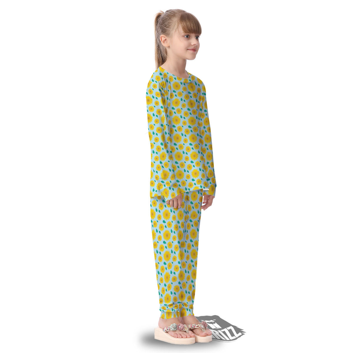 Sunflower Blue Cute Print Pattern Kid's Pajamas-grizzshop