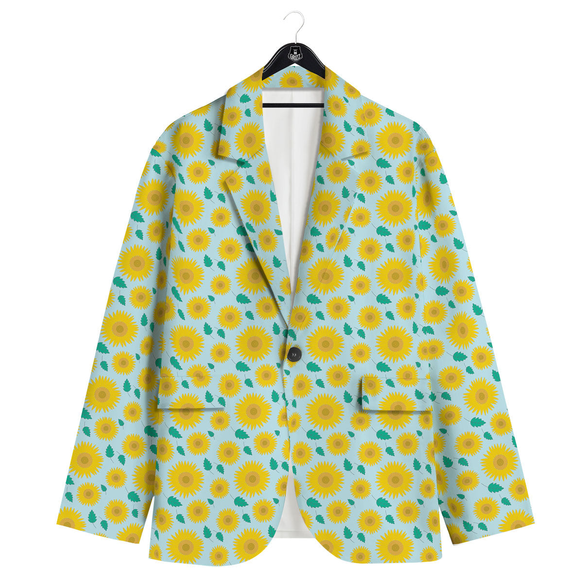 Sunflower Blue Cute Print Pattern Men's Sport Coat-grizzshop
