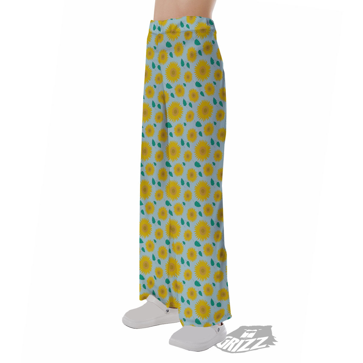 Sunflower Blue Cute Print Pattern Pajama Pants-grizzshop