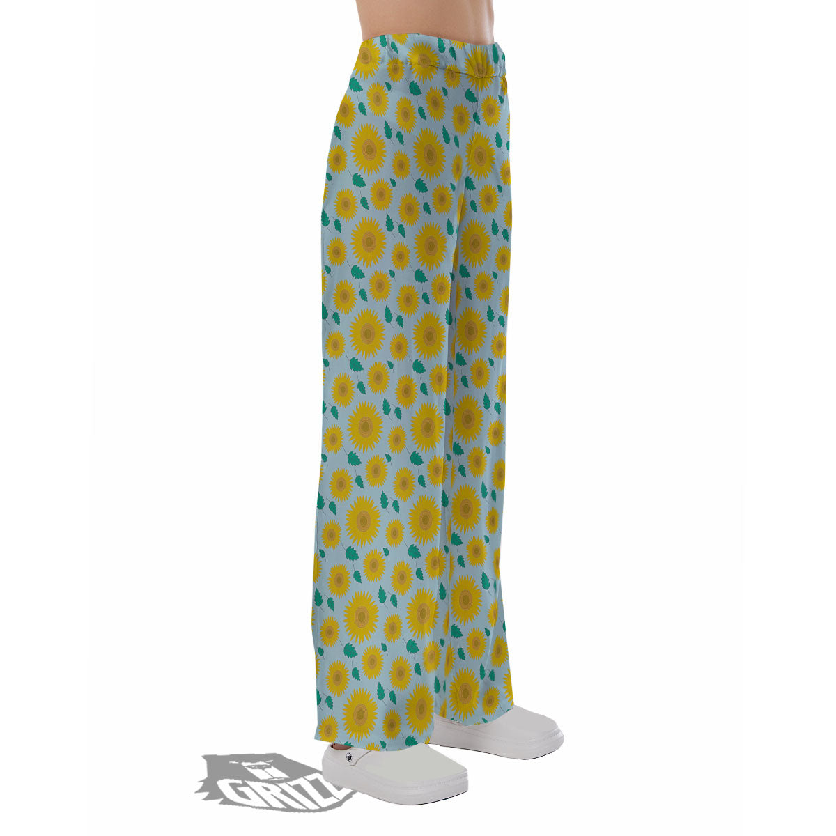 Sunflower Blue Cute Print Pattern Pajama Pants-grizzshop