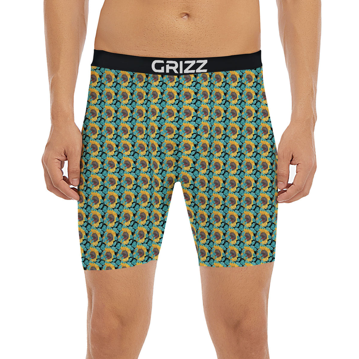 Sunflower Blue Print Pattern Boxer Briefs-grizzshop