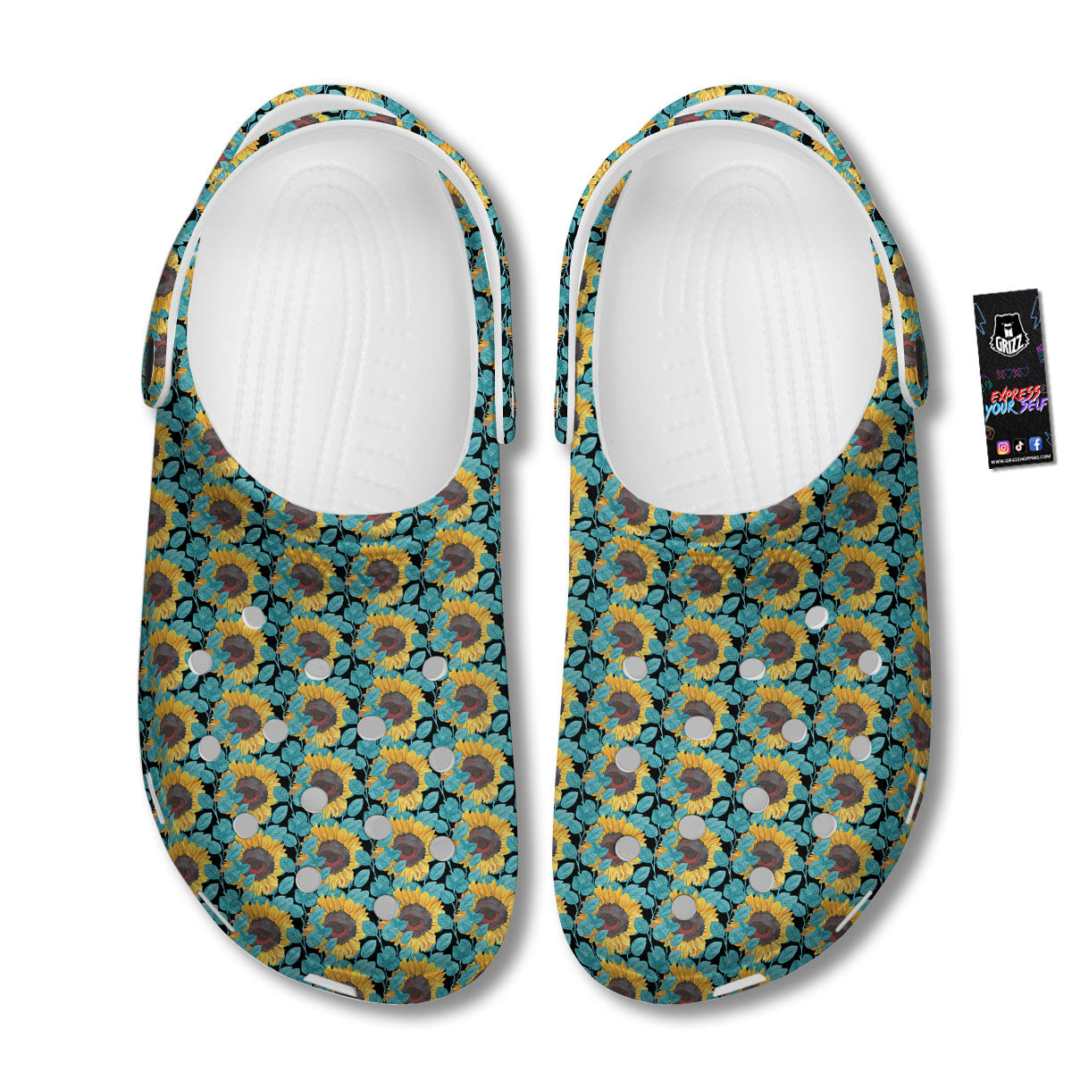 Sunflower Blue Print Pattern Clog-grizzshop