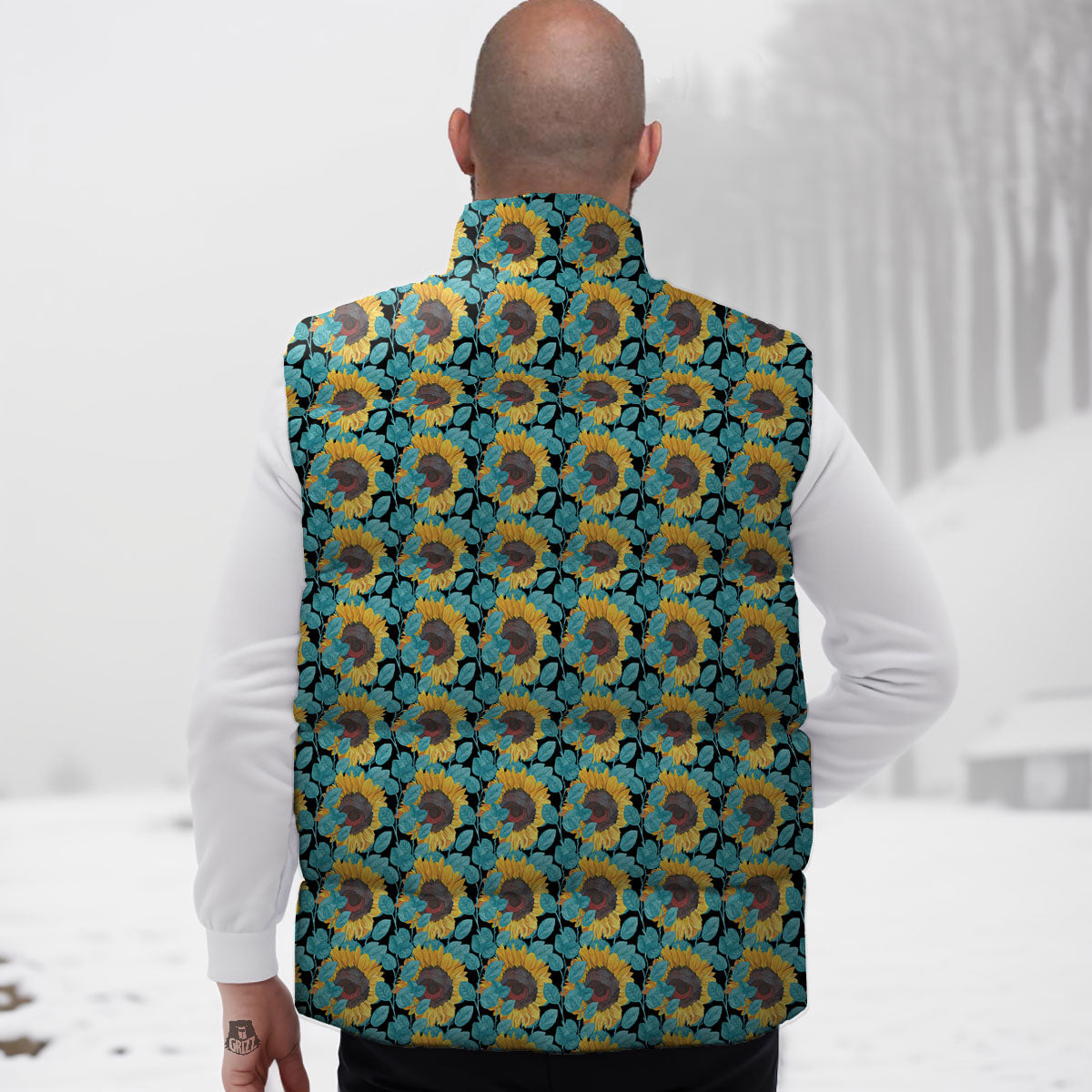 Sunflower Blue Print Pattern Down Vest