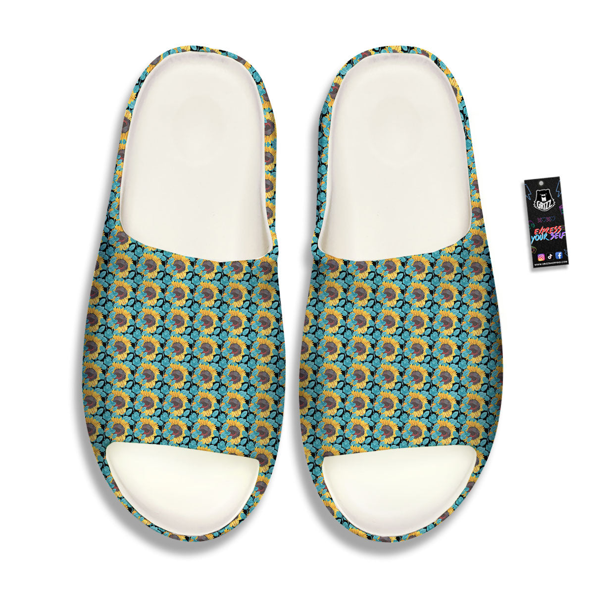 Sunflower Blue Print Pattern Sandals-grizzshop