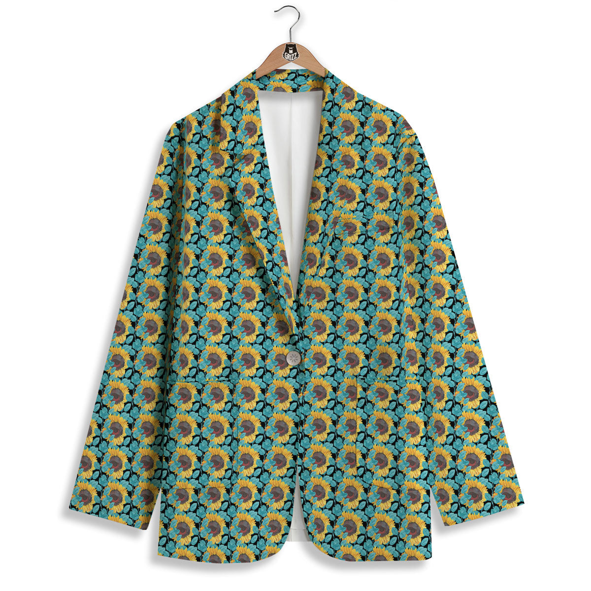 Sunflower Blue Print Pattern Women's Blazer-grizzshop