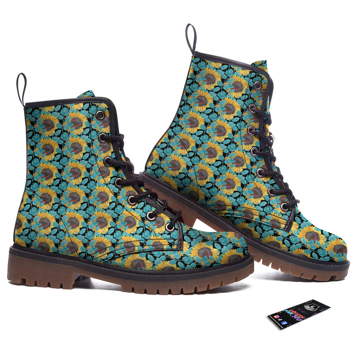 Sunflower Blue Print Pattern Work Boots-grizzshop