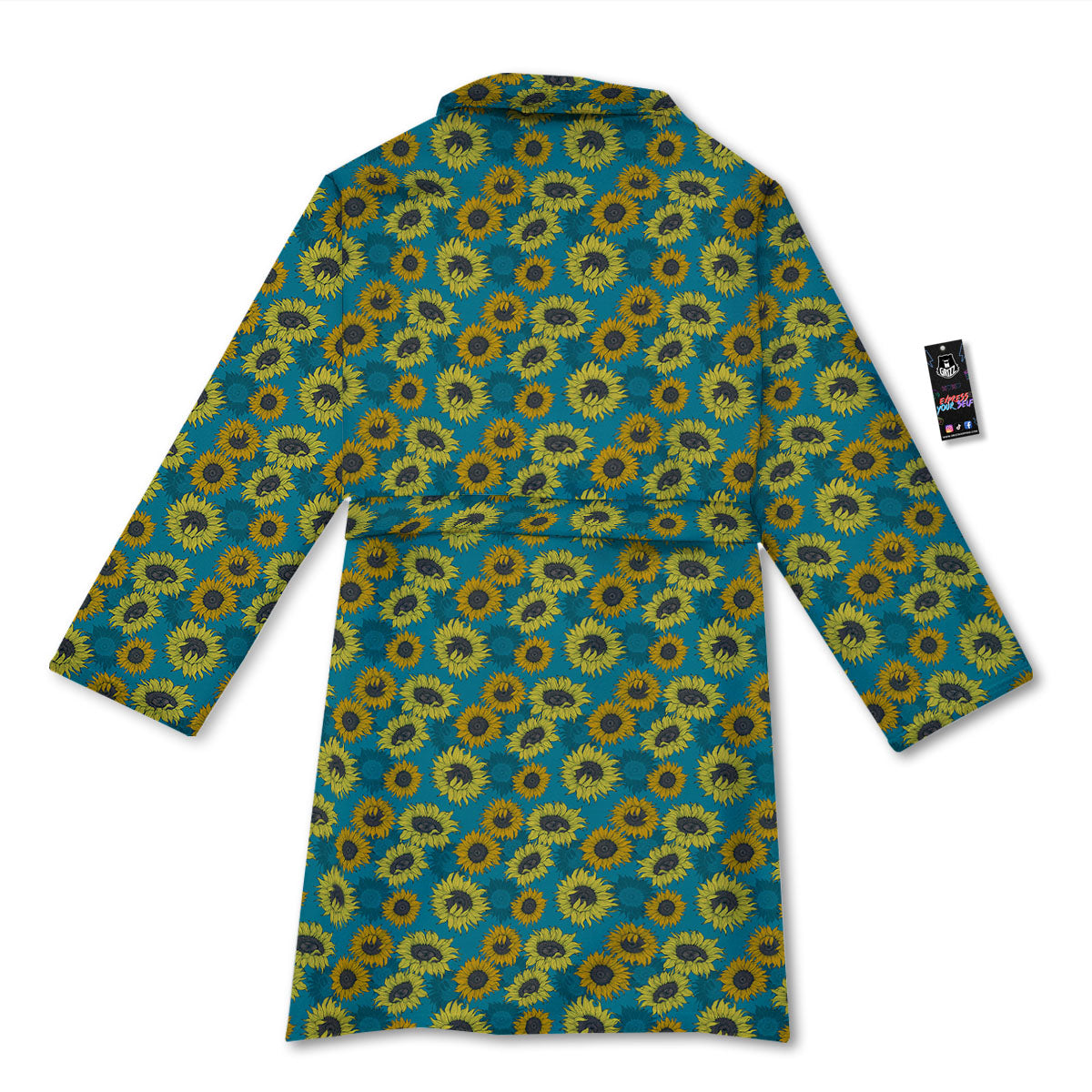 Sunflower Blue Vintage Print Pattern Bathrobe-grizzshop