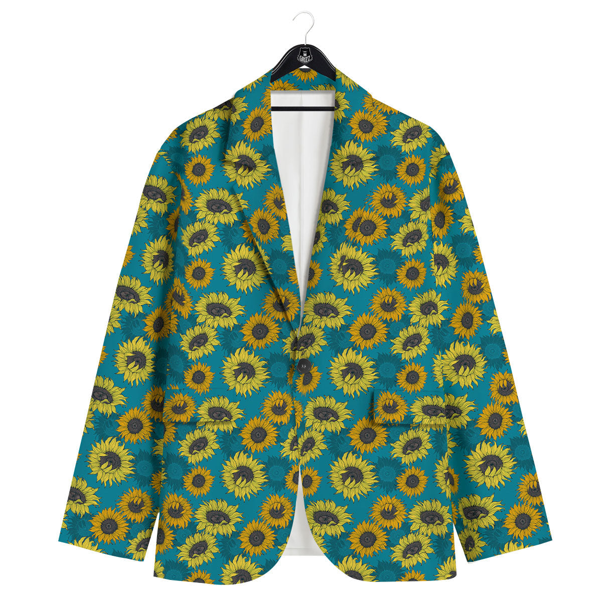 Sunflower Blue Vintage Print Pattern Men's Sport Coat-grizzshop
