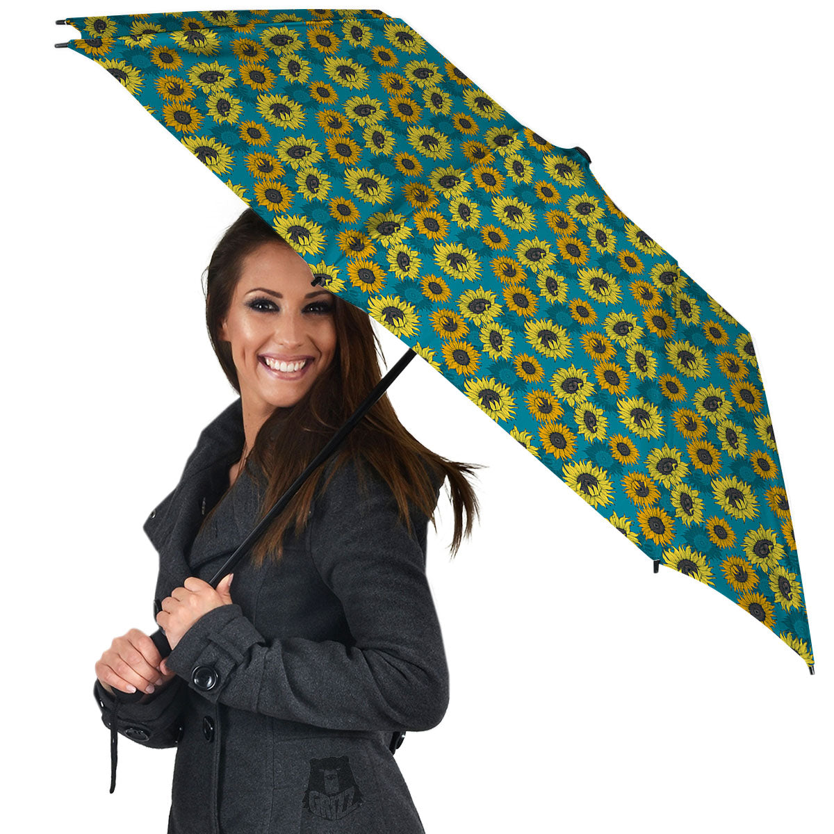 Sunflower Blue Vintage Print Pattern Umbrella-grizzshop