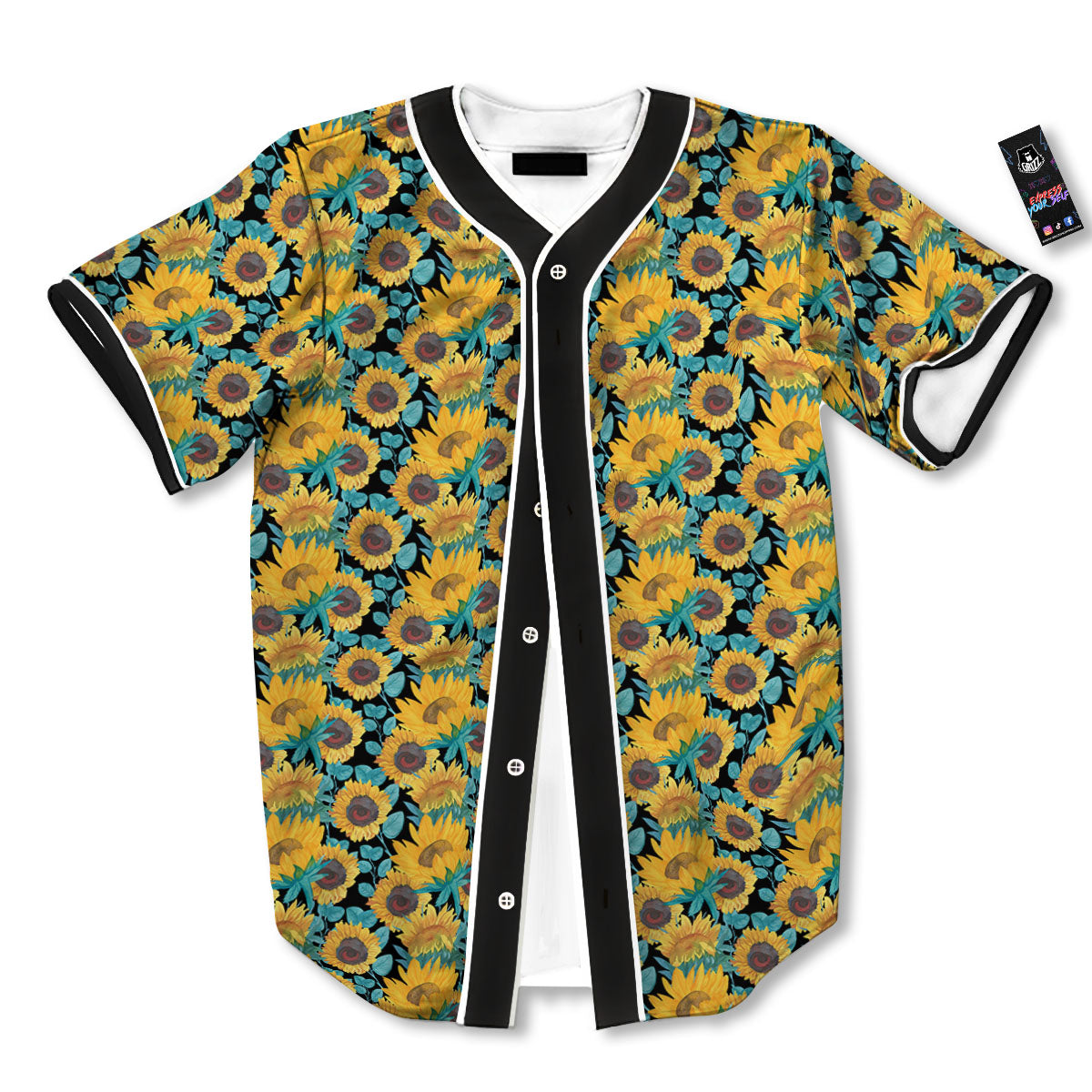 Sunflower Bright Print Pattern Baseball Jersey-grizzshop