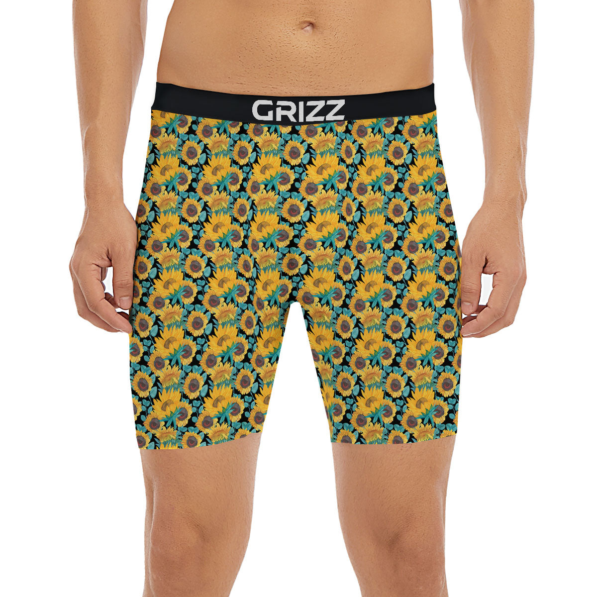 Sunflower Bright Print Pattern Boxer Briefs-grizzshop