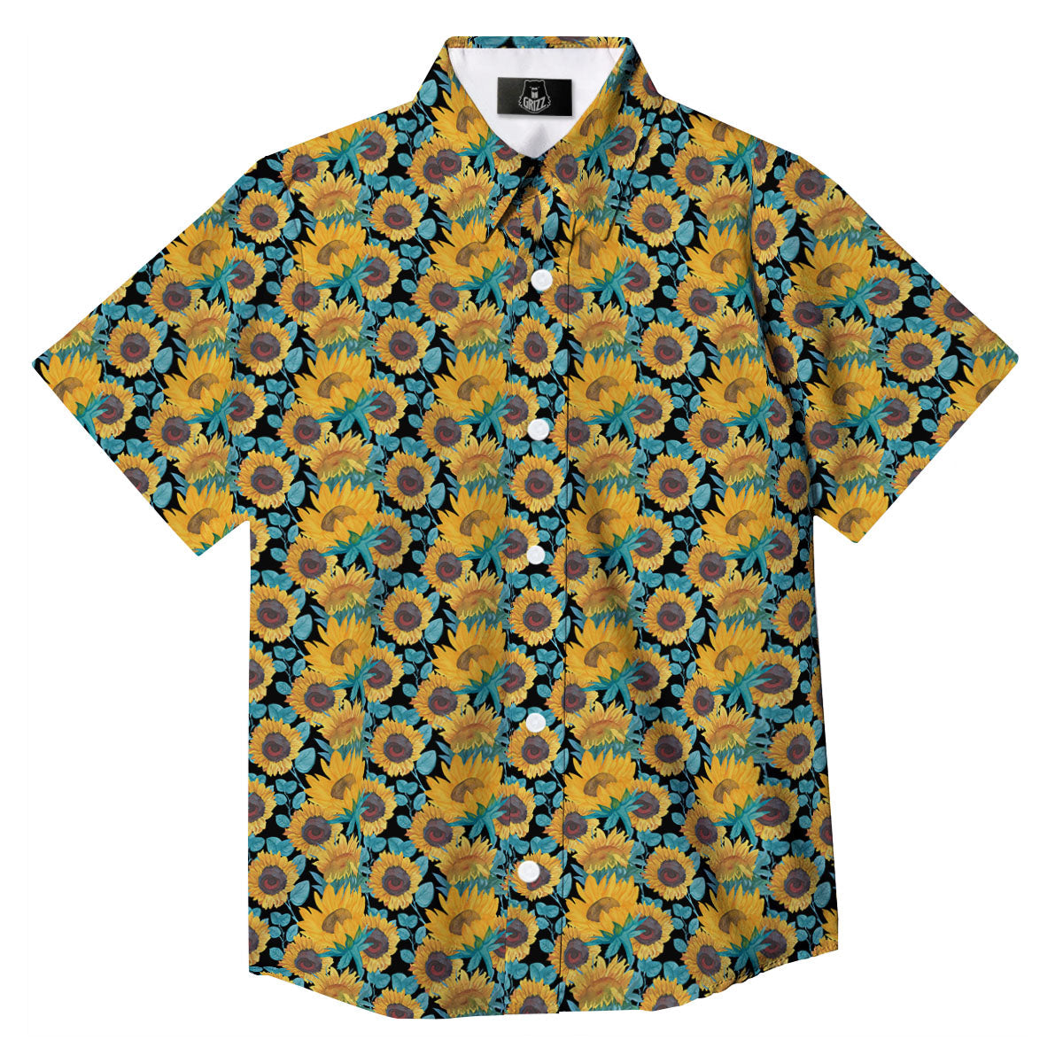 Sunflower Bright Print Pattern Button Up Shirt-grizzshop
