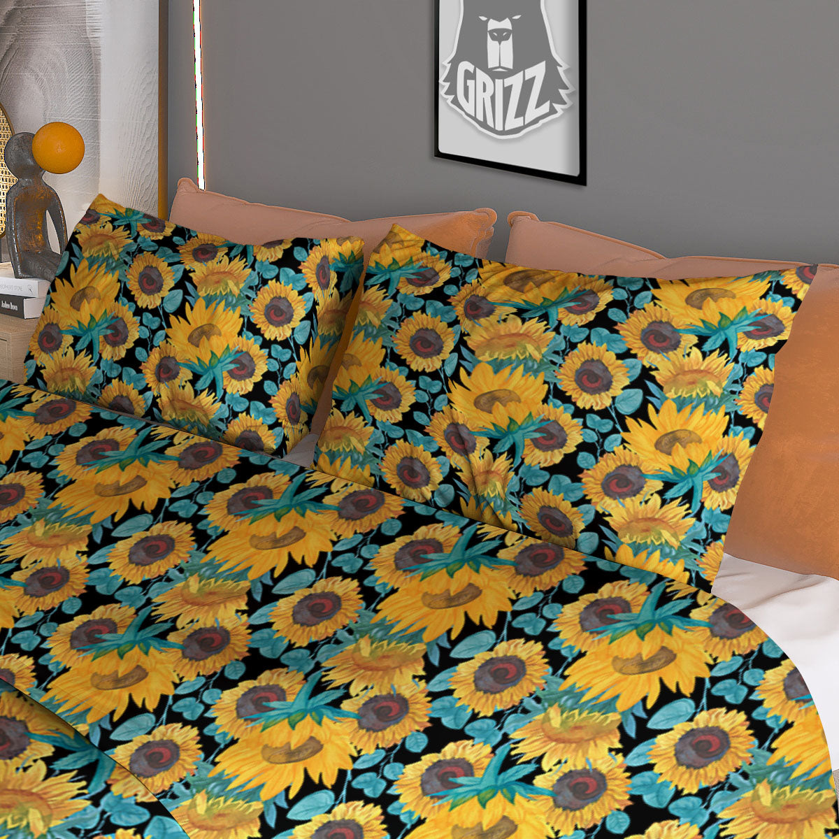 Sunflower Bright Print Pattern Duvet Cover Bedding Set-grizzshop