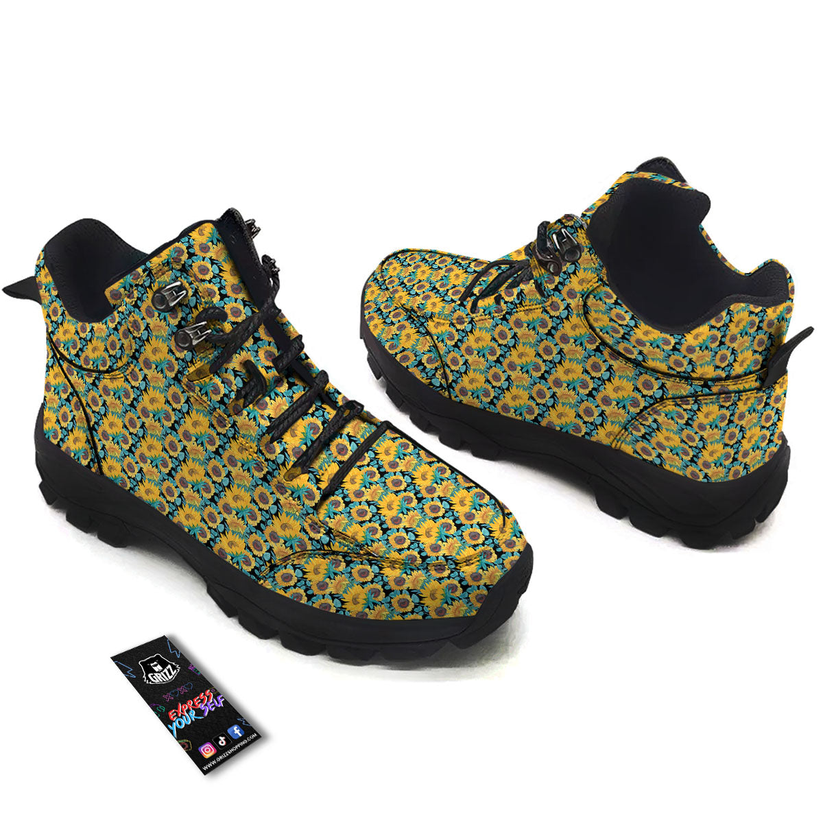 Sunflower Bright Print Pattern Hiking Shoes-grizzshop