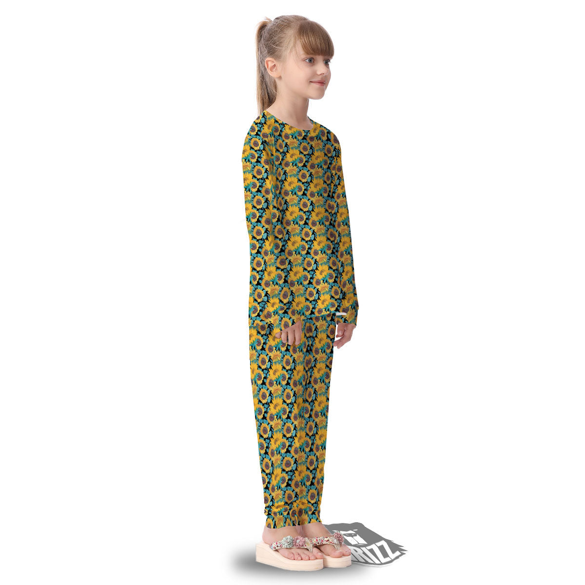 Sunflower Bright Print Pattern Kid's Pajamas-grizzshop