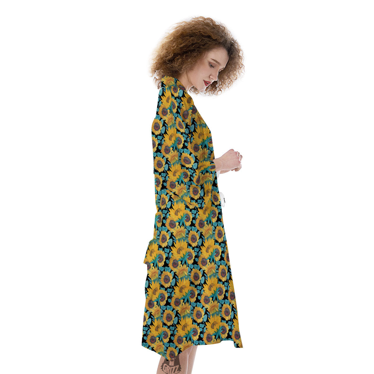 Sunflower Bright Print Pattern Kimono-grizzshop