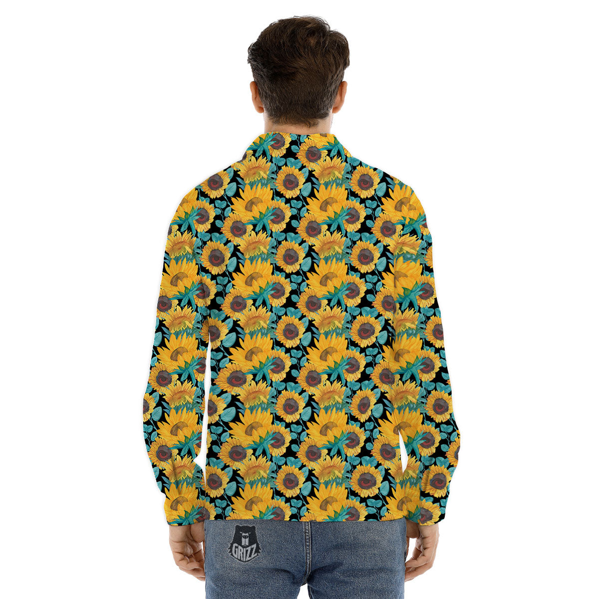 Sunflower Bright Print Pattern Men's Dress Shirts-grizzshop