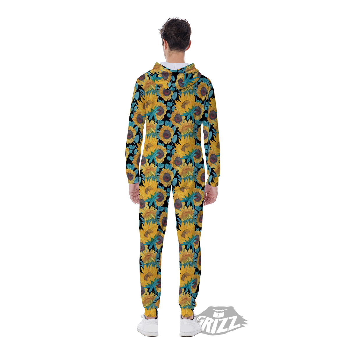 Sunflower Bright Print Pattern Men's Jumpsuit-grizzshop